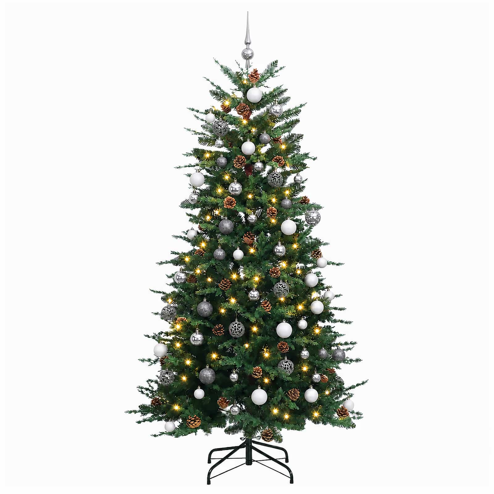 Albero di Natale Artificiale con Rami Pieghevoli 210 cm 300 LED