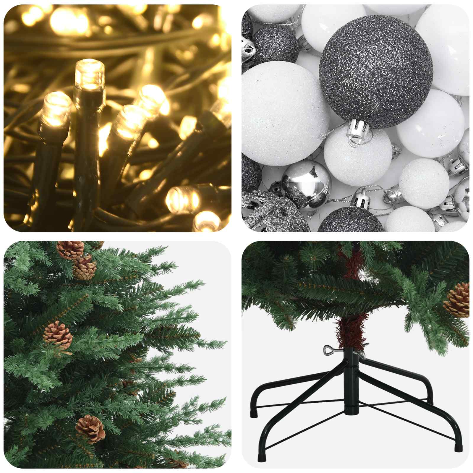 Albero di Natale Artificiale con Rami Pieghevoli 210 cm 300 LED