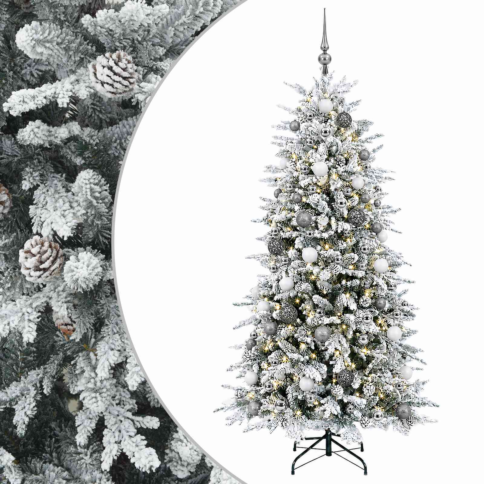 Albero di Natale Artificiale con Rami Pieghevoli 210 cm 300 LED