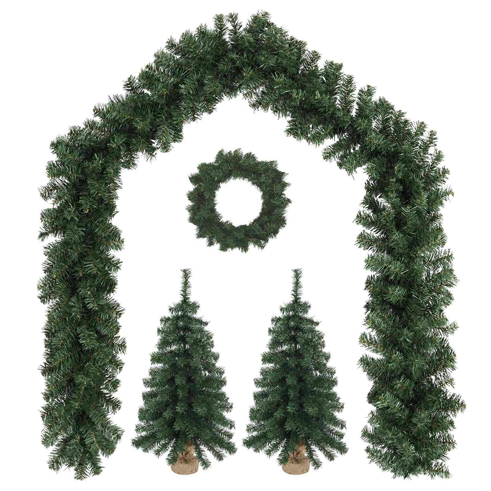 Set mini alberi di Natale 45 cm PVC Verde