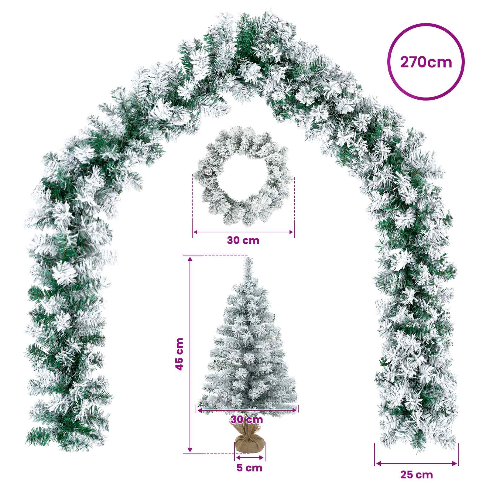 Albero di Natale Mini 45 cm PVC Bianco