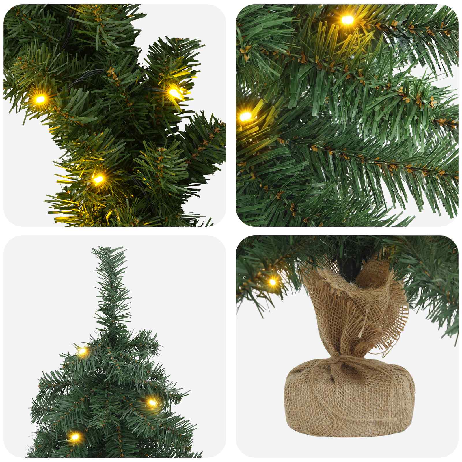 Set mini alberi di Natale 45 cm 125 LED Bianco caldo PVC Verde