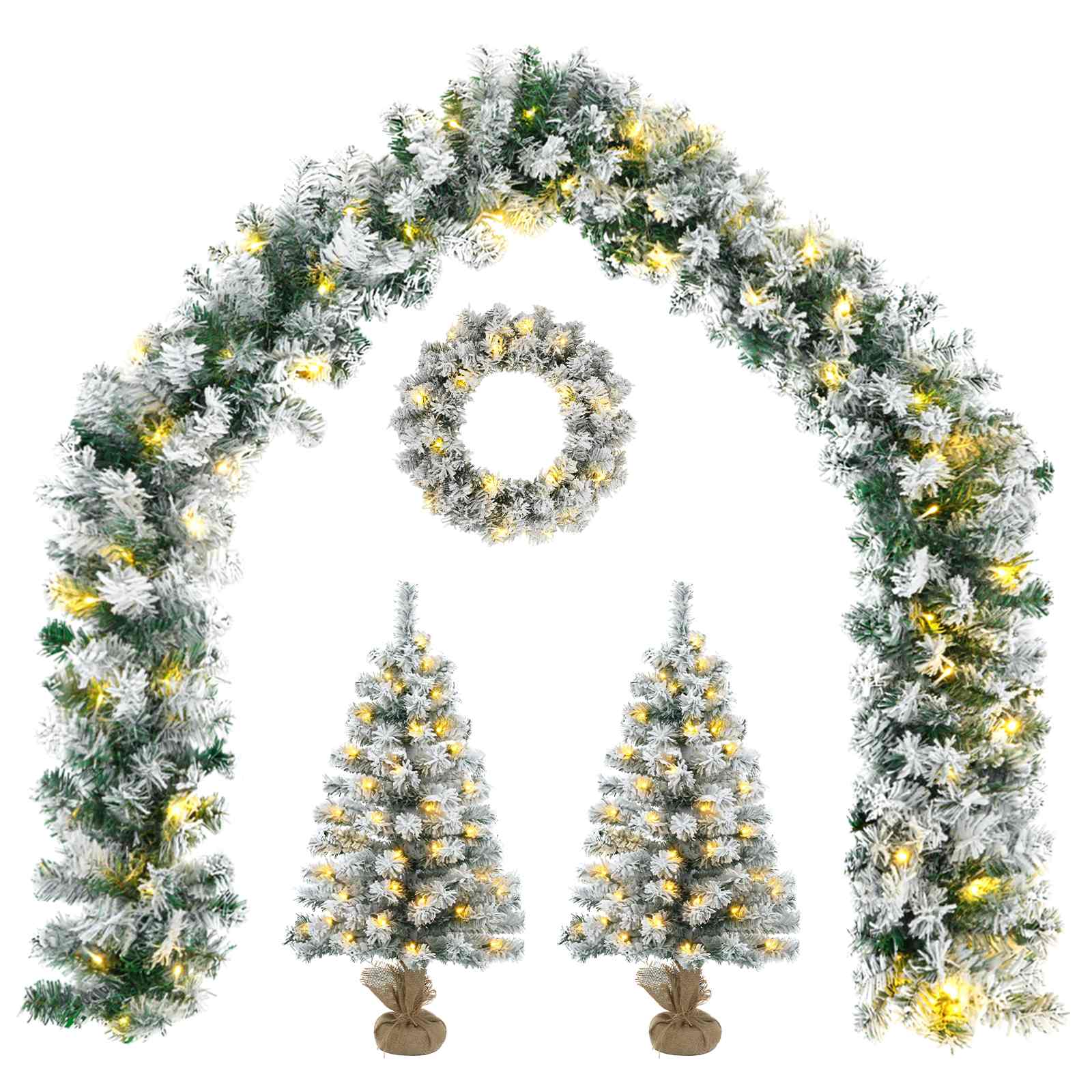 Albero di Natale Mini 45 cm 100 LED Bianco caldo PVC Bianco