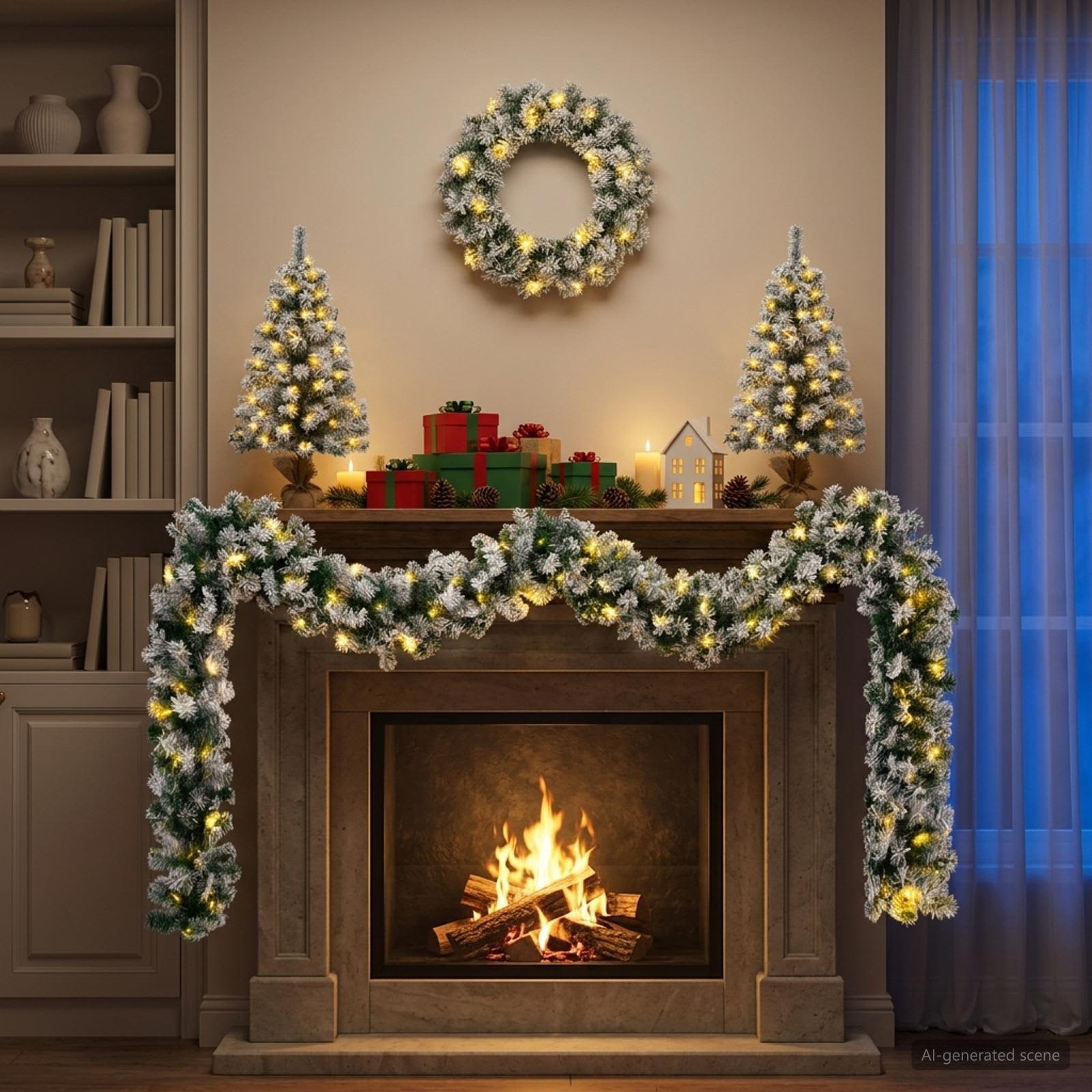 Albero di Natale Mini 45 cm 100 LED Bianco caldo PVC Bianco