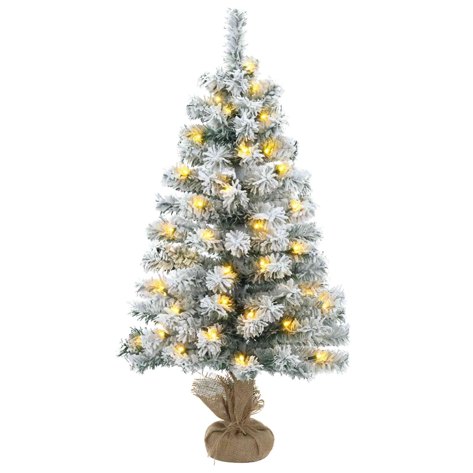 Albero di Natale Mini 45 cm 100 LED Bianco caldo PVC Bianco