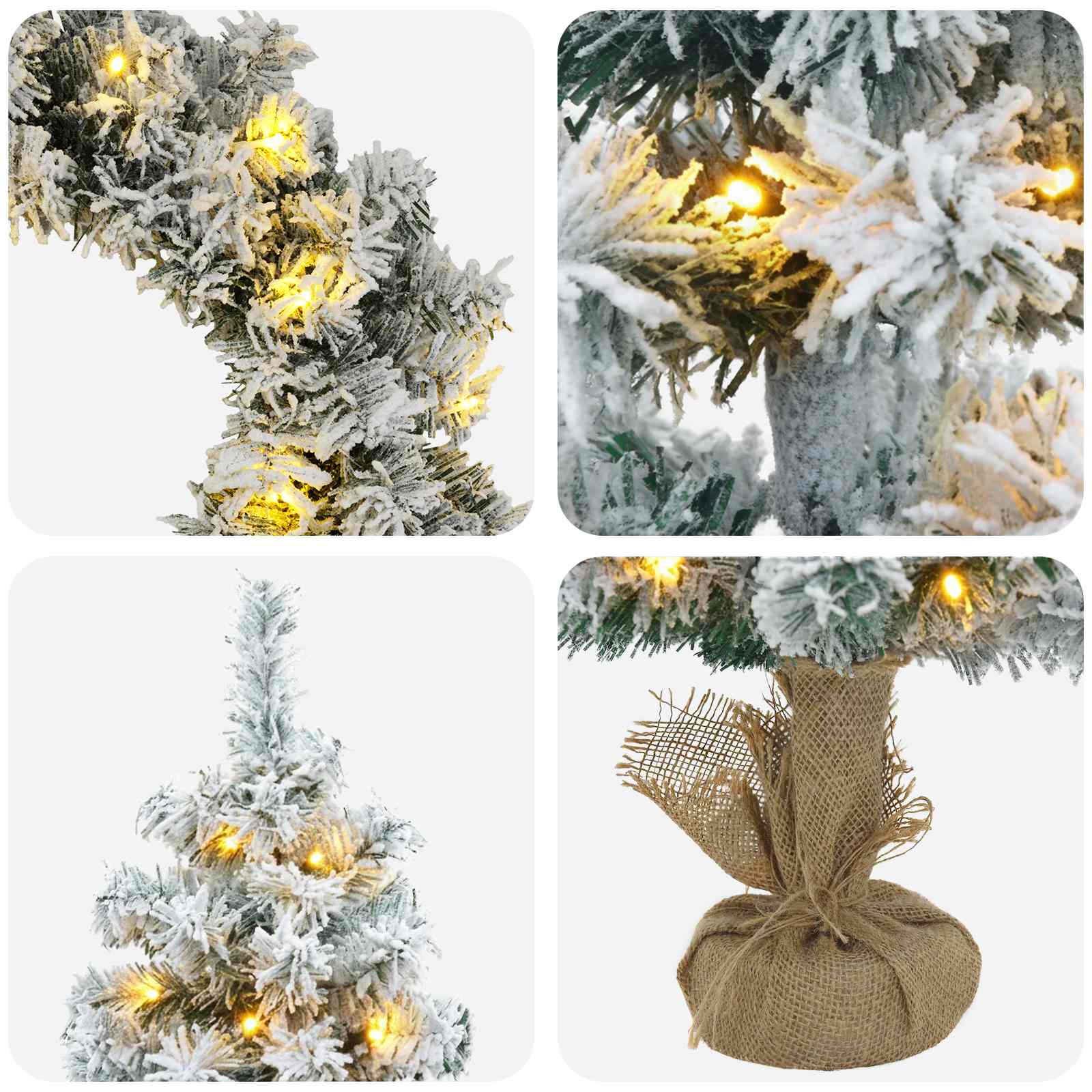 Albero di Natale Mini 45 cm 100 LED Bianco caldo PVC Bianco