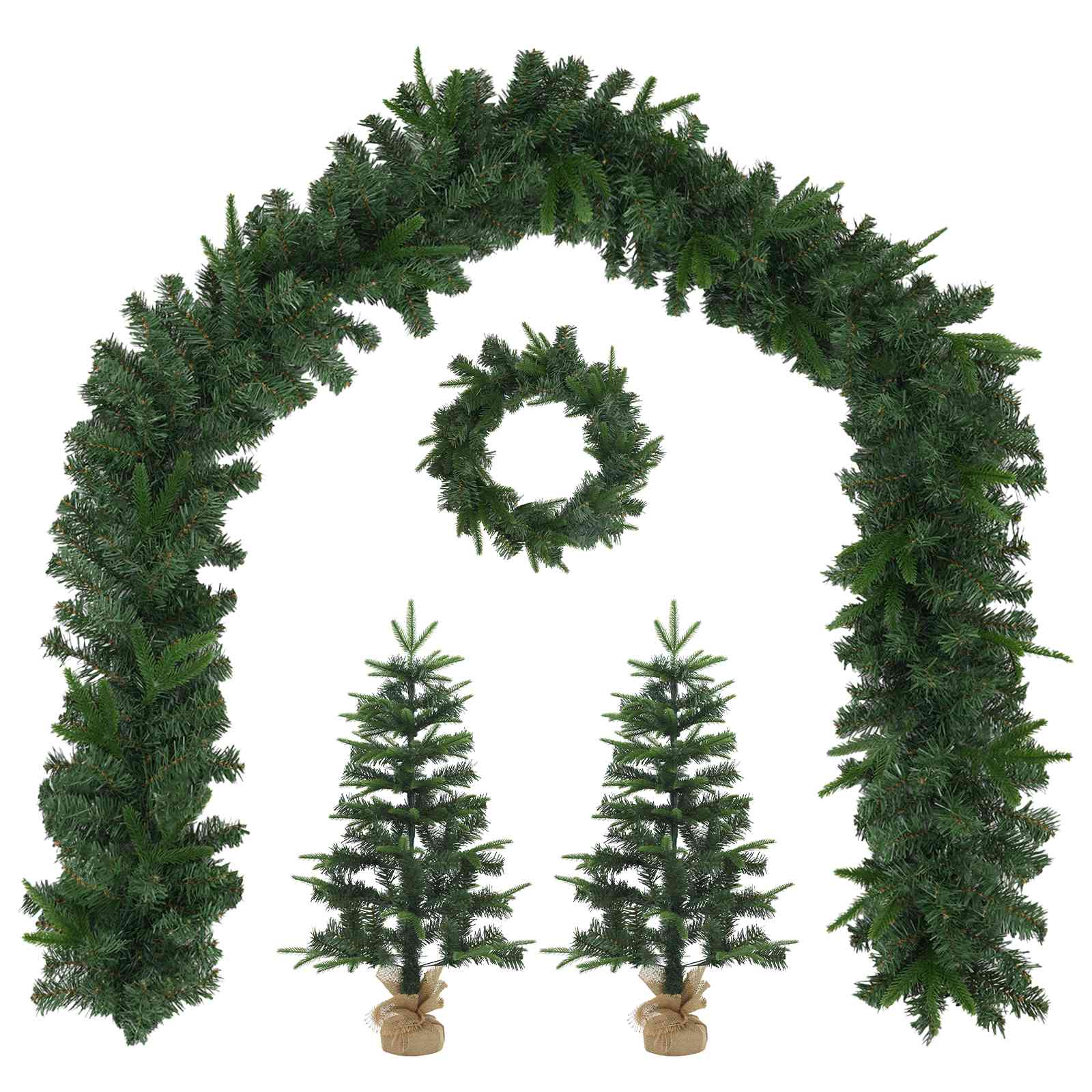 Set mini alberi di Natale 45 cm PVC e PE Verde