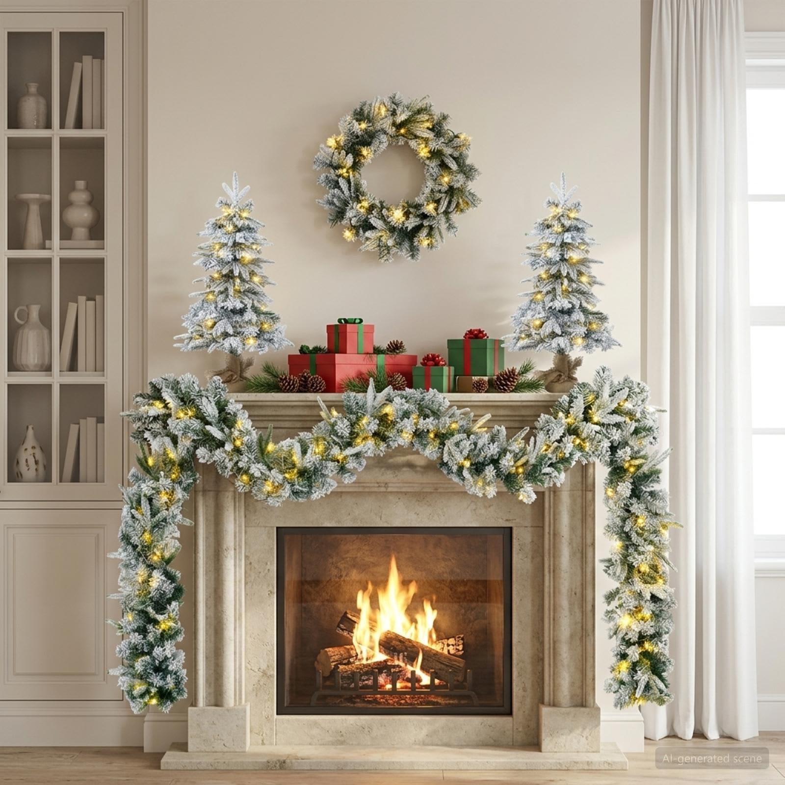 Albero di Natale Mini 45 cm 125 LED Bianco caldo PVC e PE