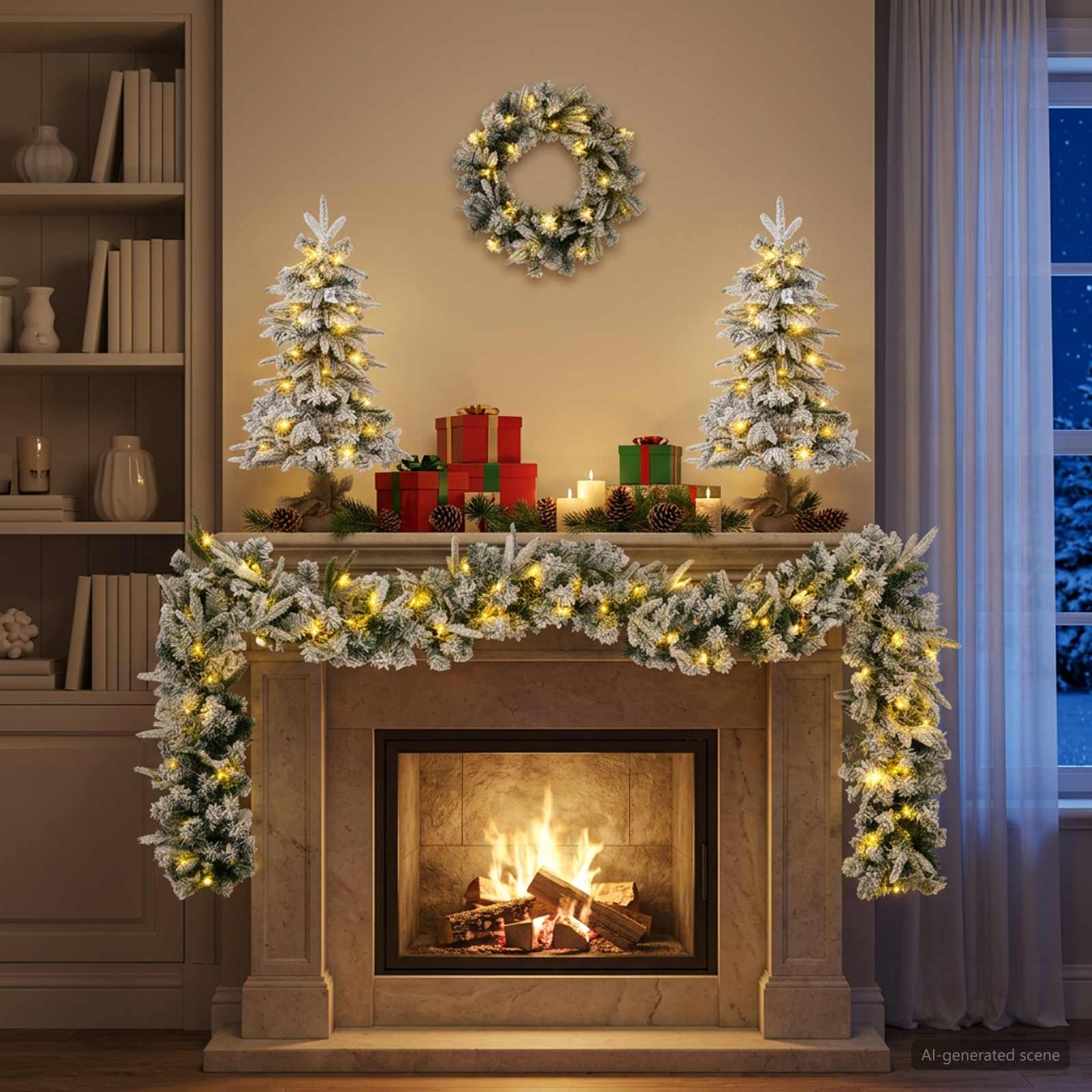 Albero di Natale Mini 45 cm 125 LED Bianco caldo PVC e PE