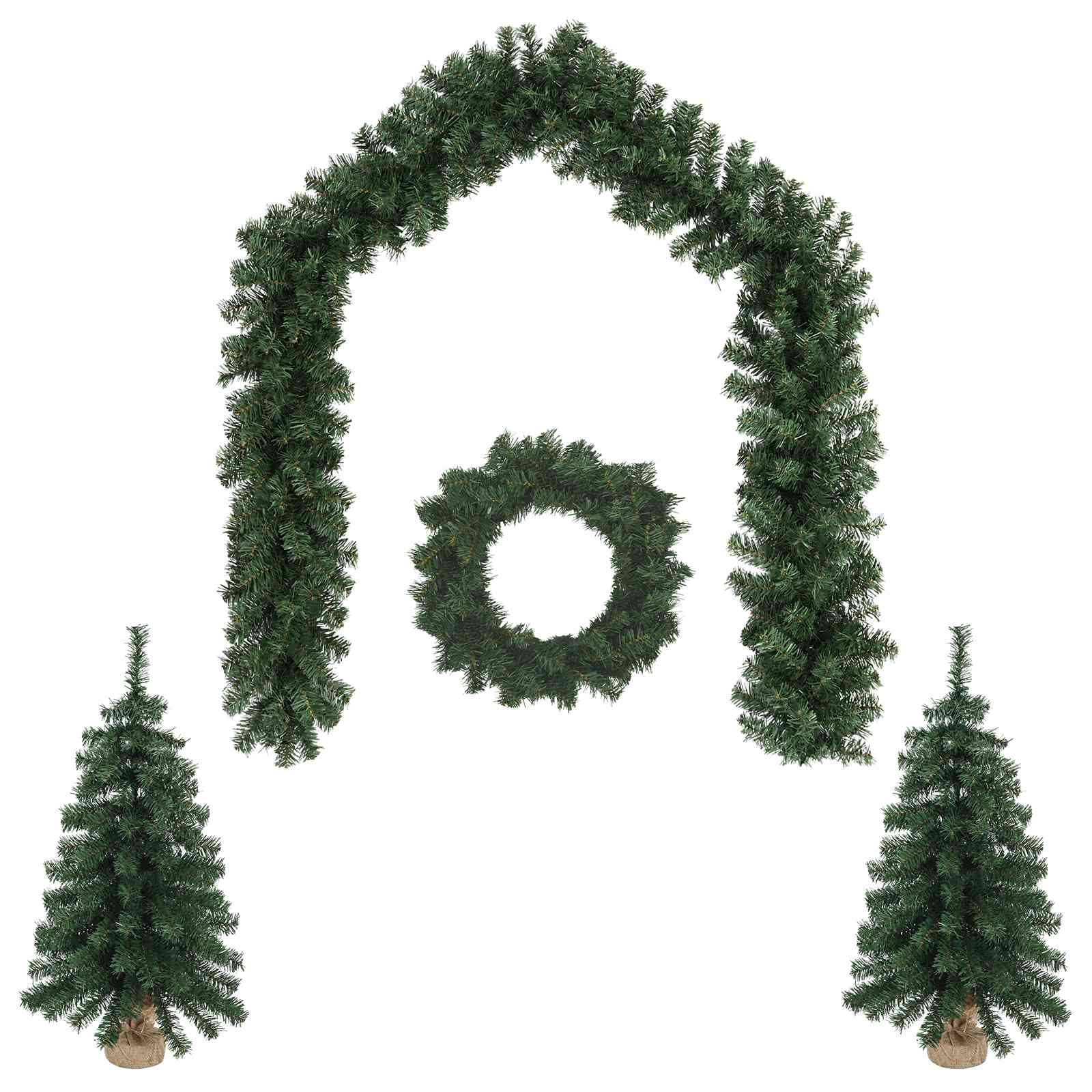 Set mini alberi di Natale 60 cm PVC Verde