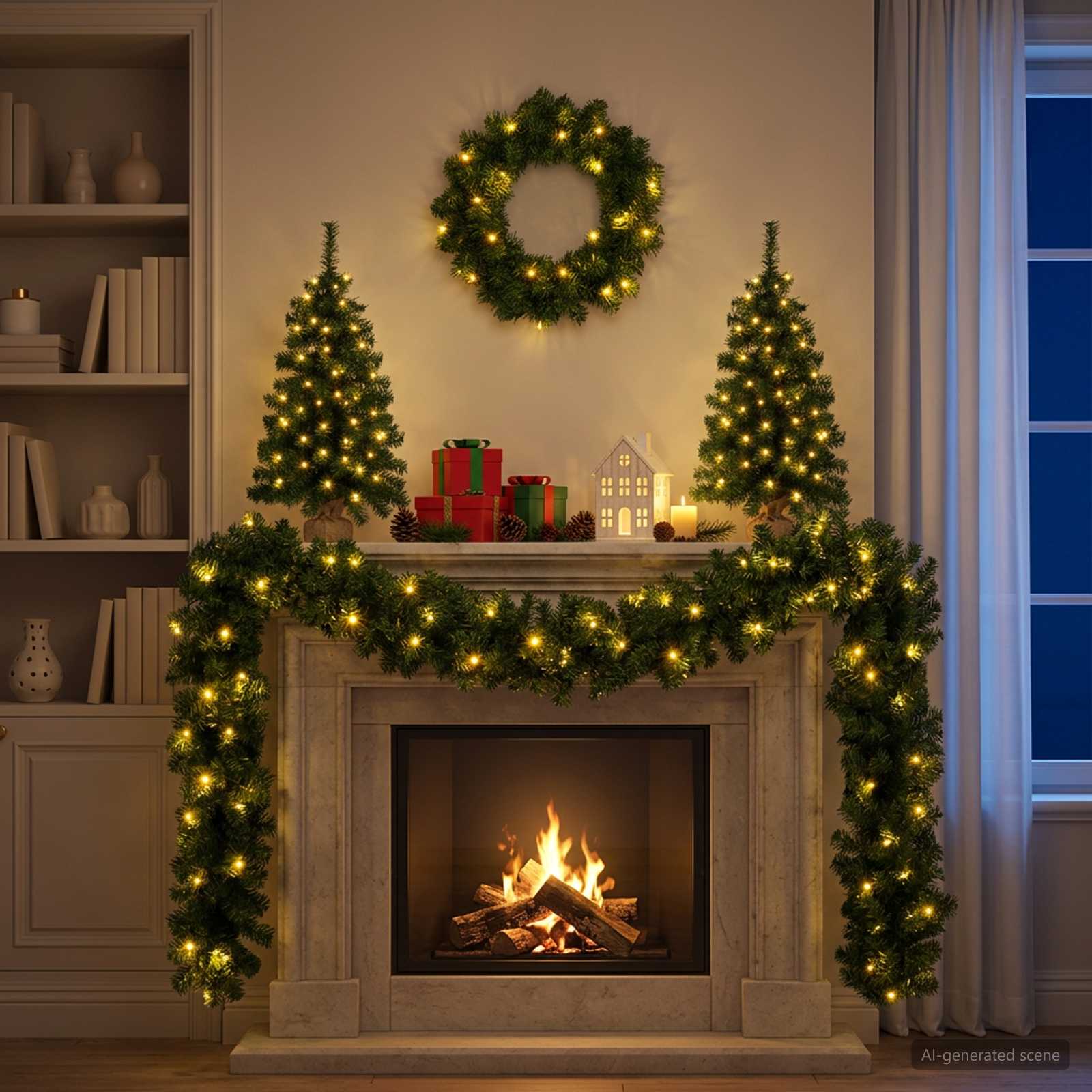 Set mini alberi di Natale 60 cm 125 LED Bianco caldo PVC Verde
