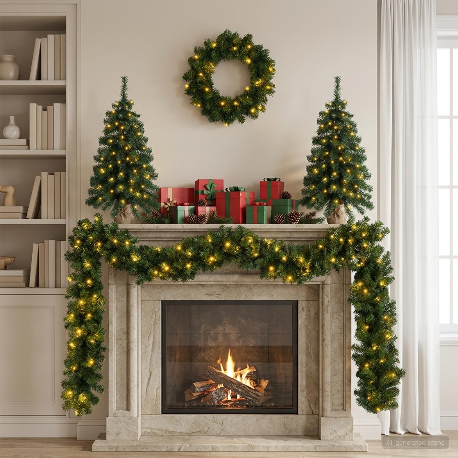 Set mini alberi di Natale 60 cm 125 LED Bianco caldo PVC Verde