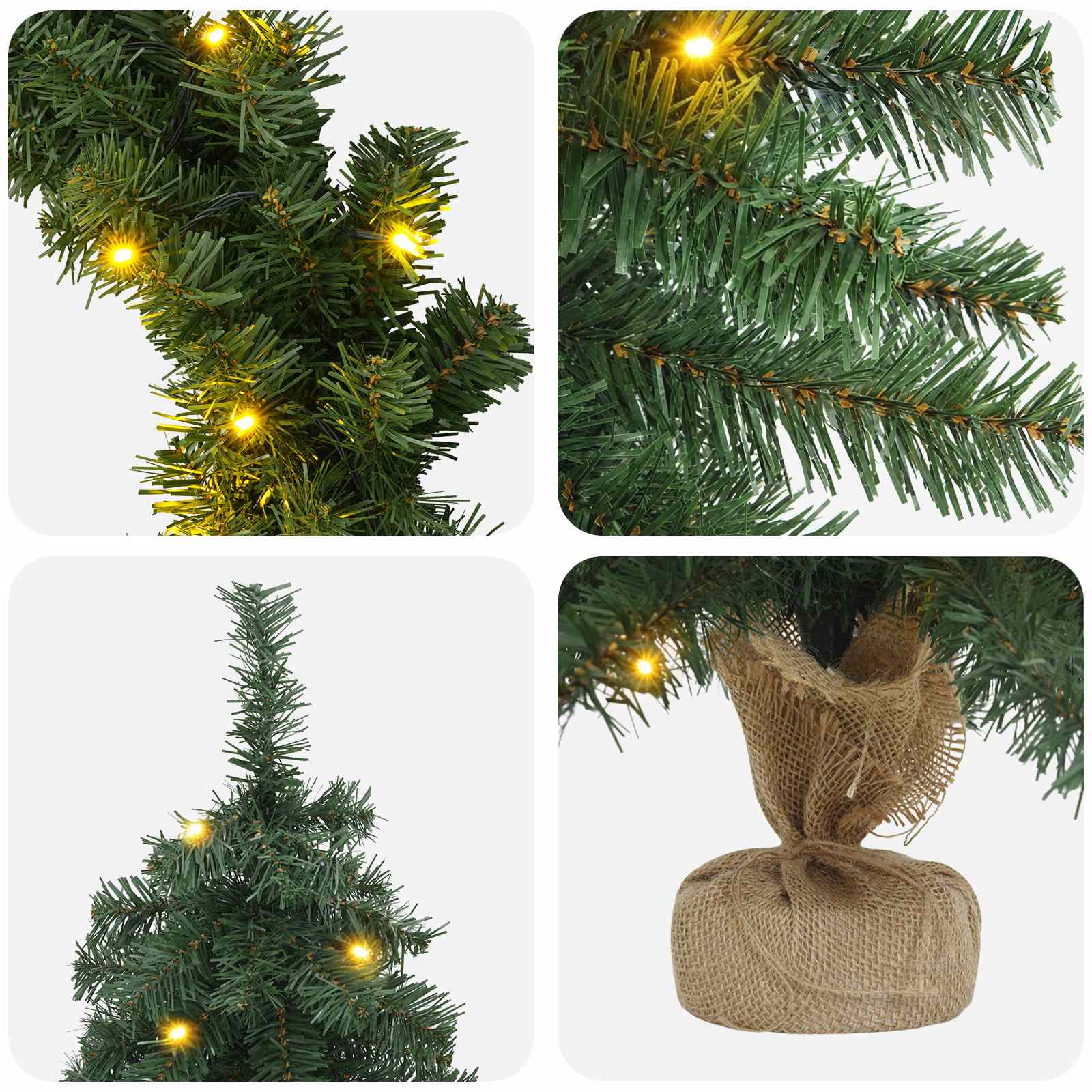 Set mini alberi di Natale 60 cm 125 LED Bianco caldo PVC Verde