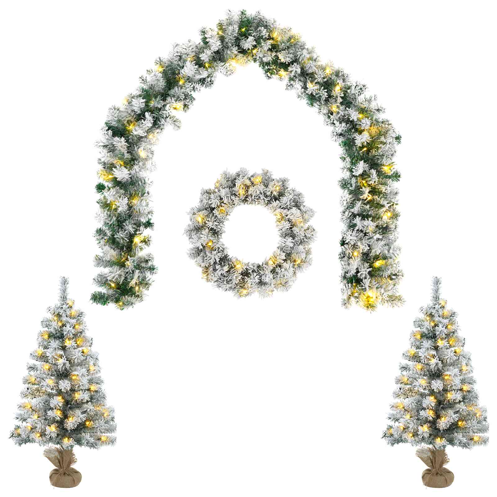 Albero di Natale Mini 60 cm 100 LED Bianco caldo PVC Bianco