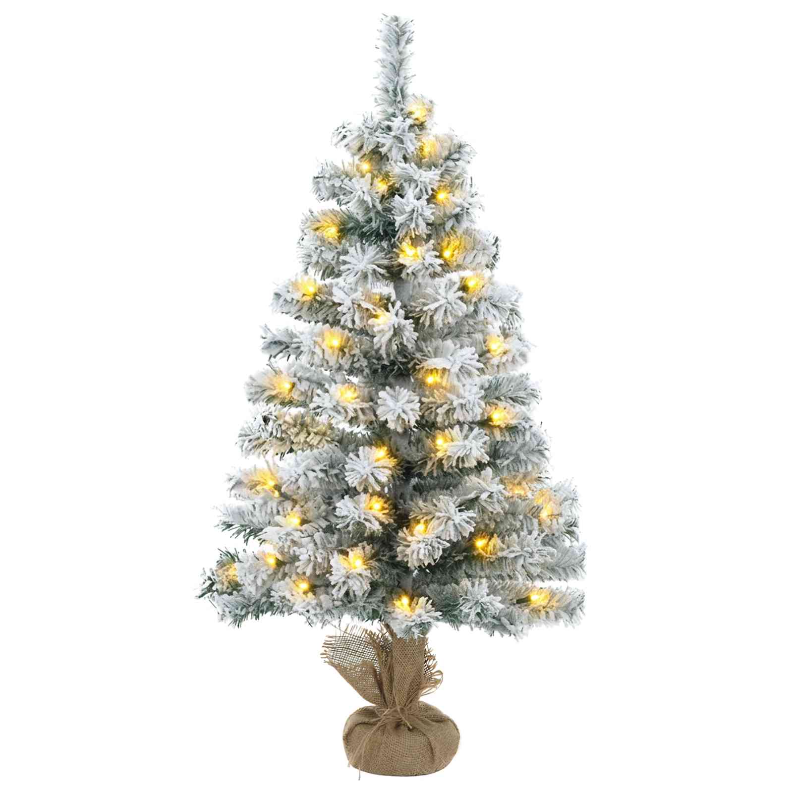Albero di Natale Mini 60 cm 100 LED Bianco caldo PVC Bianco