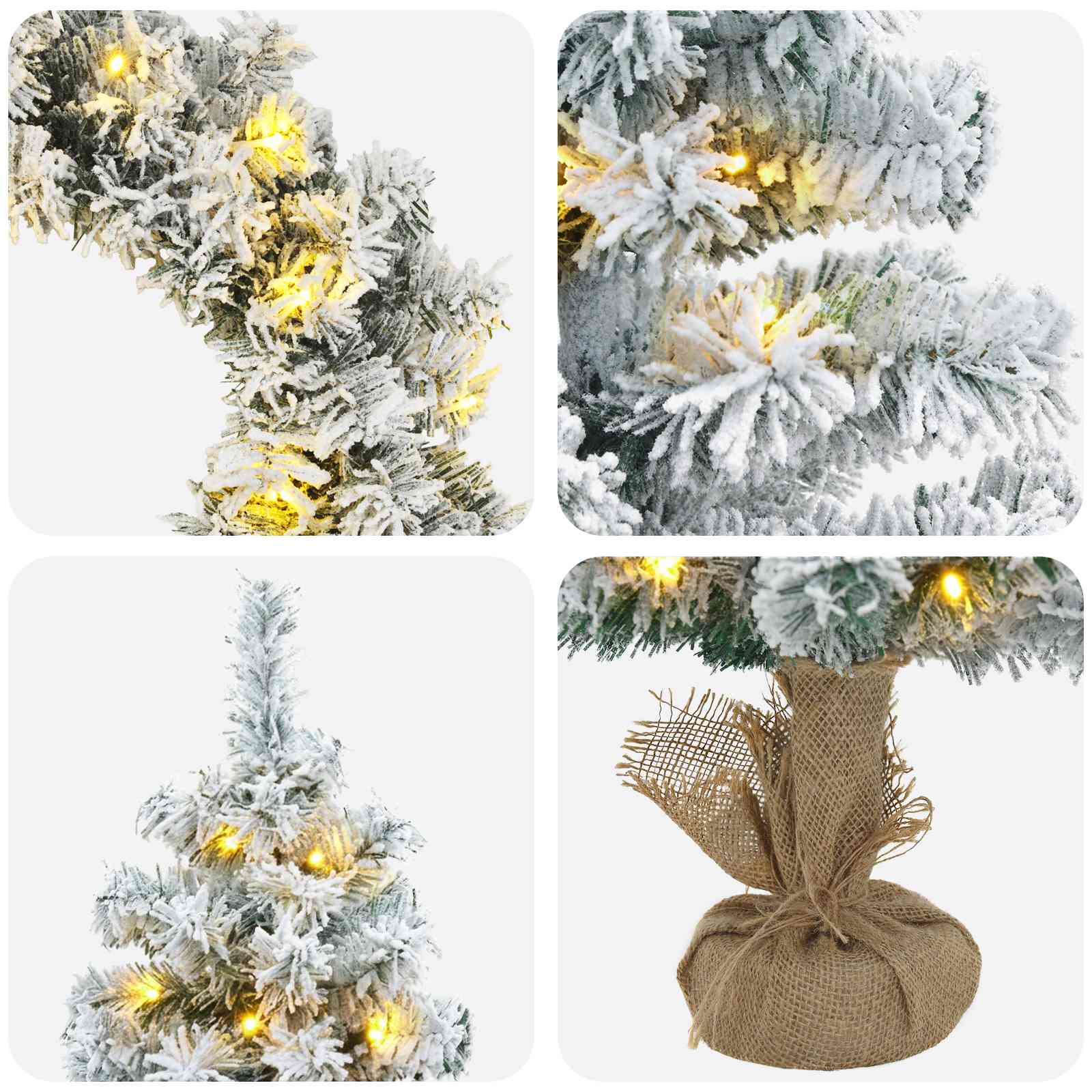 Albero di Natale Mini 60 cm 100 LED Bianco caldo PVC Bianco