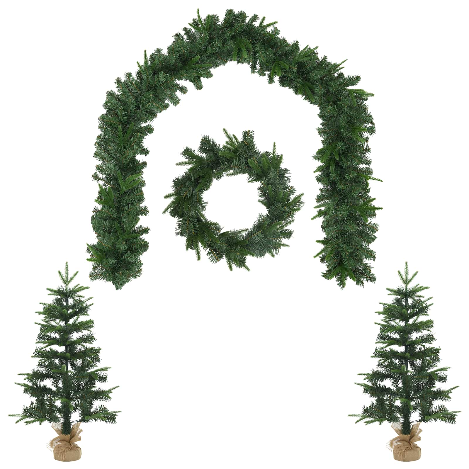 Set mini alberi di Natale 60 cm PVC e PE Verde