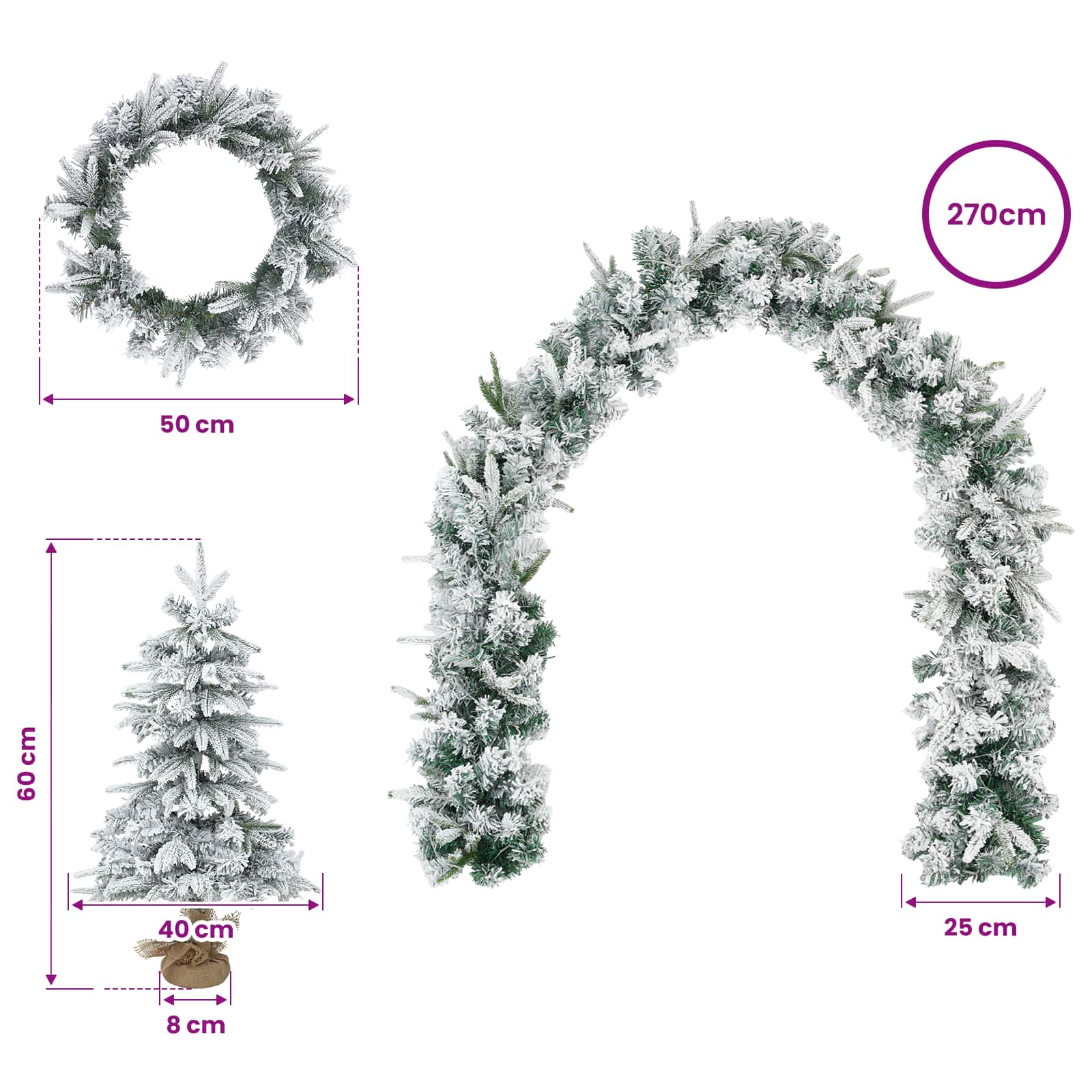 Albero di Natale Mini 60 cm PVC e PE Verde e Bianco