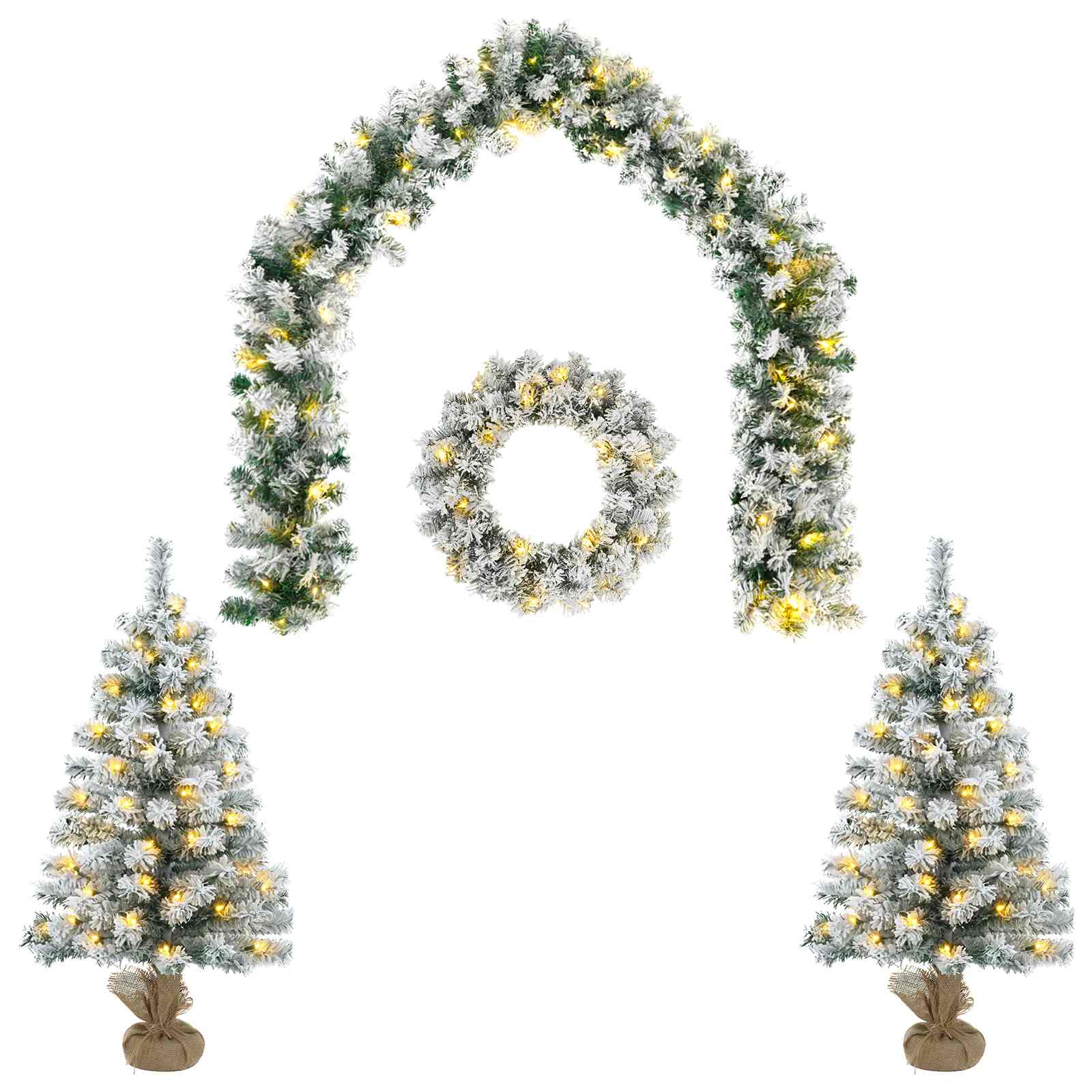 Albero di Natale Mini 90 cm 125 LED Bianco caldo PVC Bianco