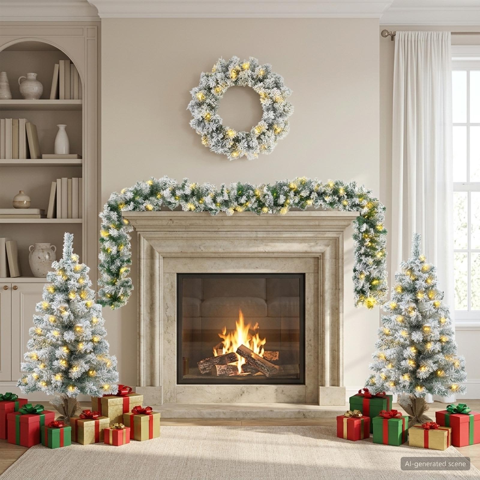 Albero di Natale Mini 90 cm 125 LED Bianco caldo PVC Bianco