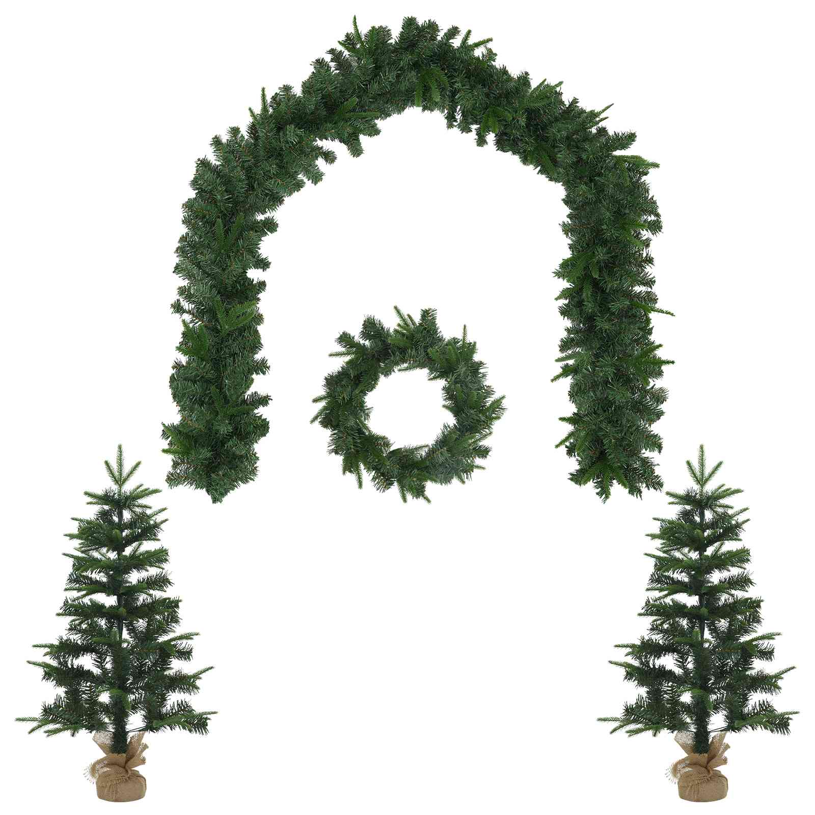 Set mini alberi di Natale 90 cm PVC e PE Verde