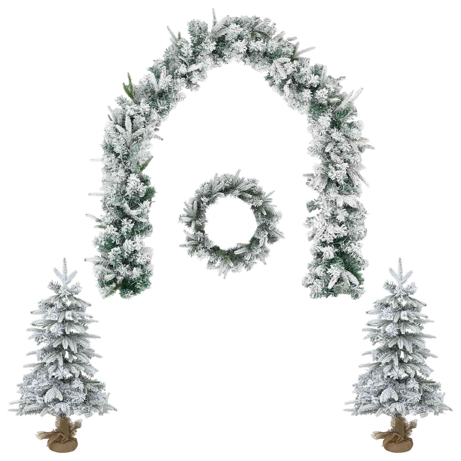 Albero di Natale Mini 90 cm PVC e PE Verde e Bianco