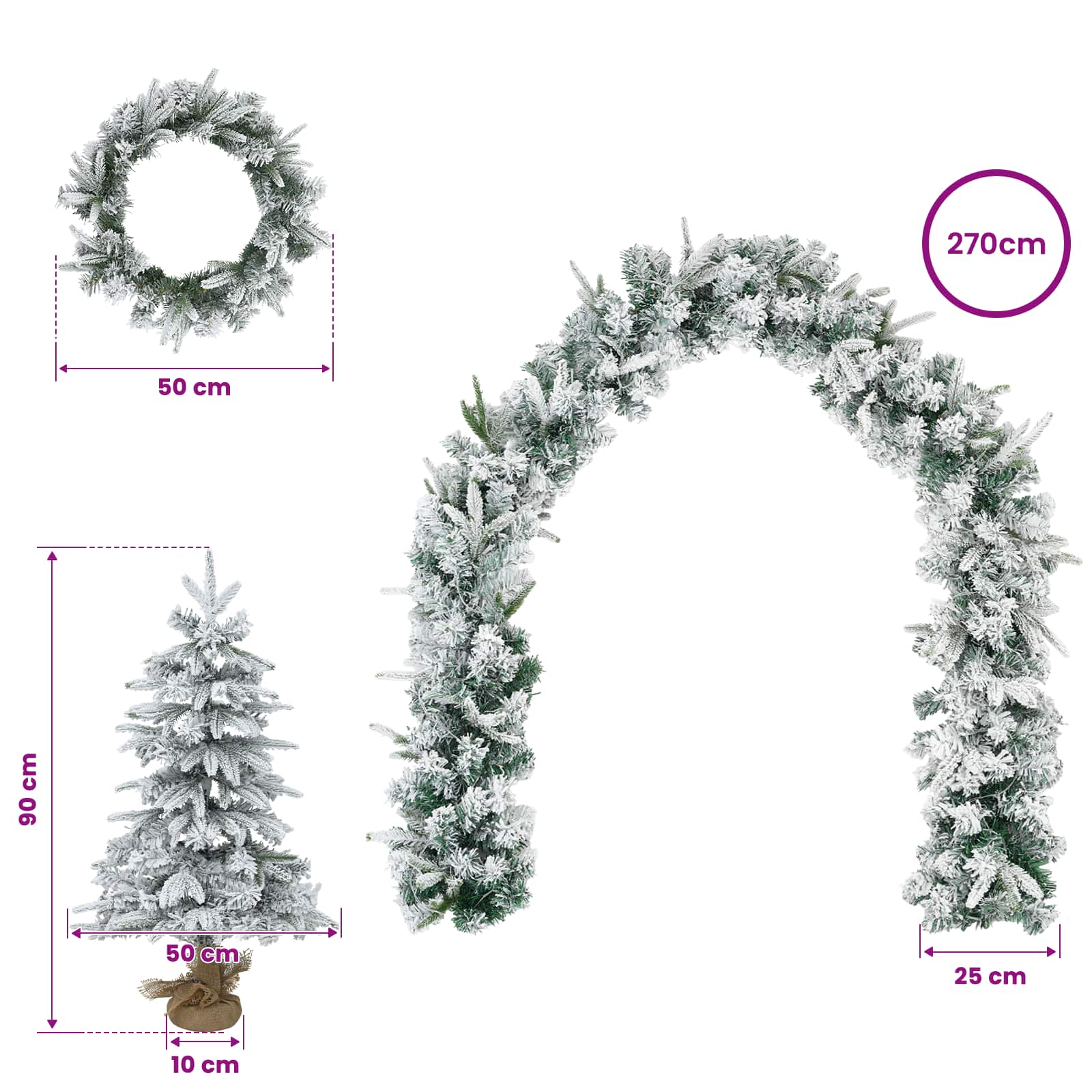Albero di Natale Mini 90 cm PVC e PE Verde e Bianco