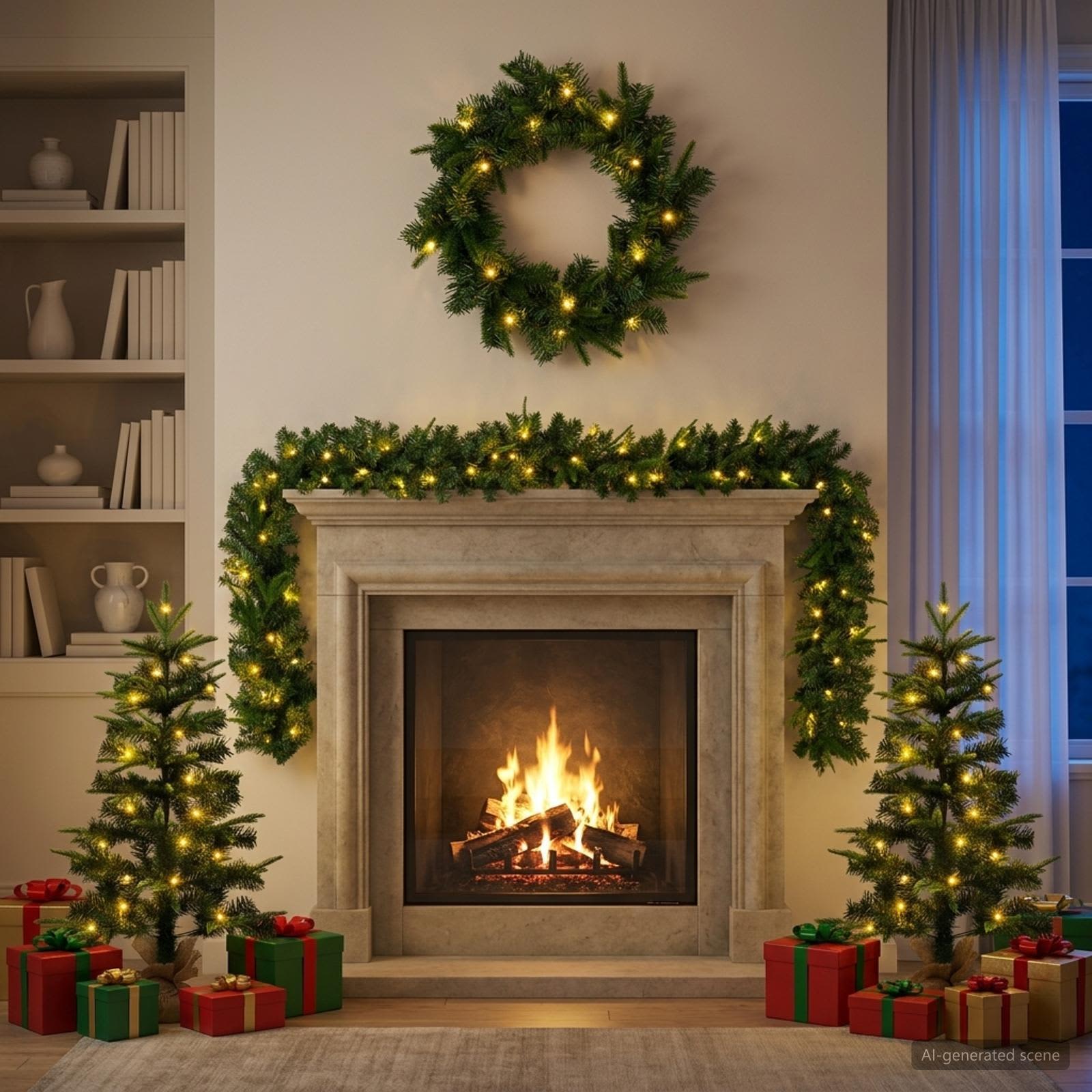 Albero di Natale Mini 90 cm 175 LED Bianco caldo PVC e PE Verde