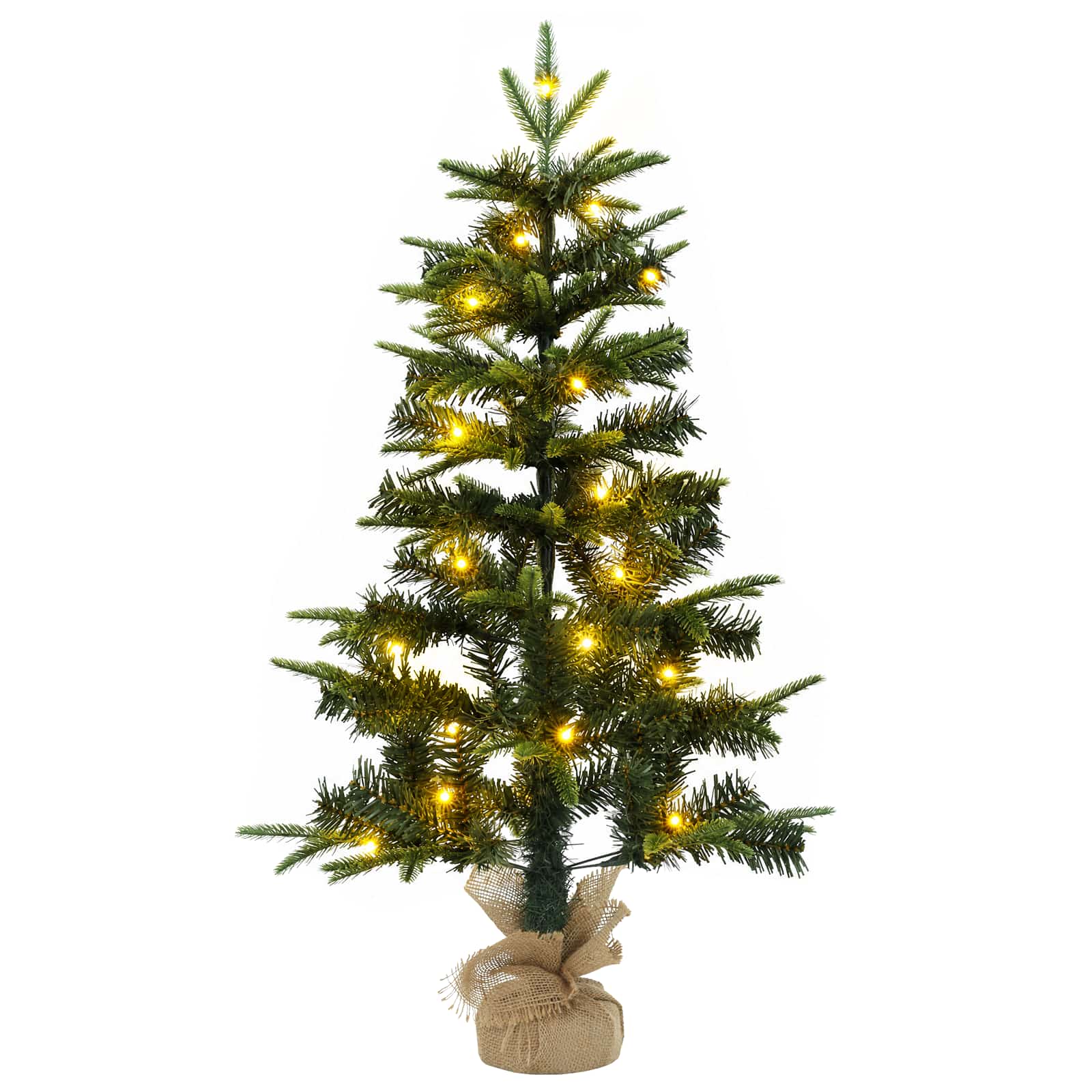 Albero di Natale Mini 90 cm 175 LED Bianco caldo PVC e PE Verde