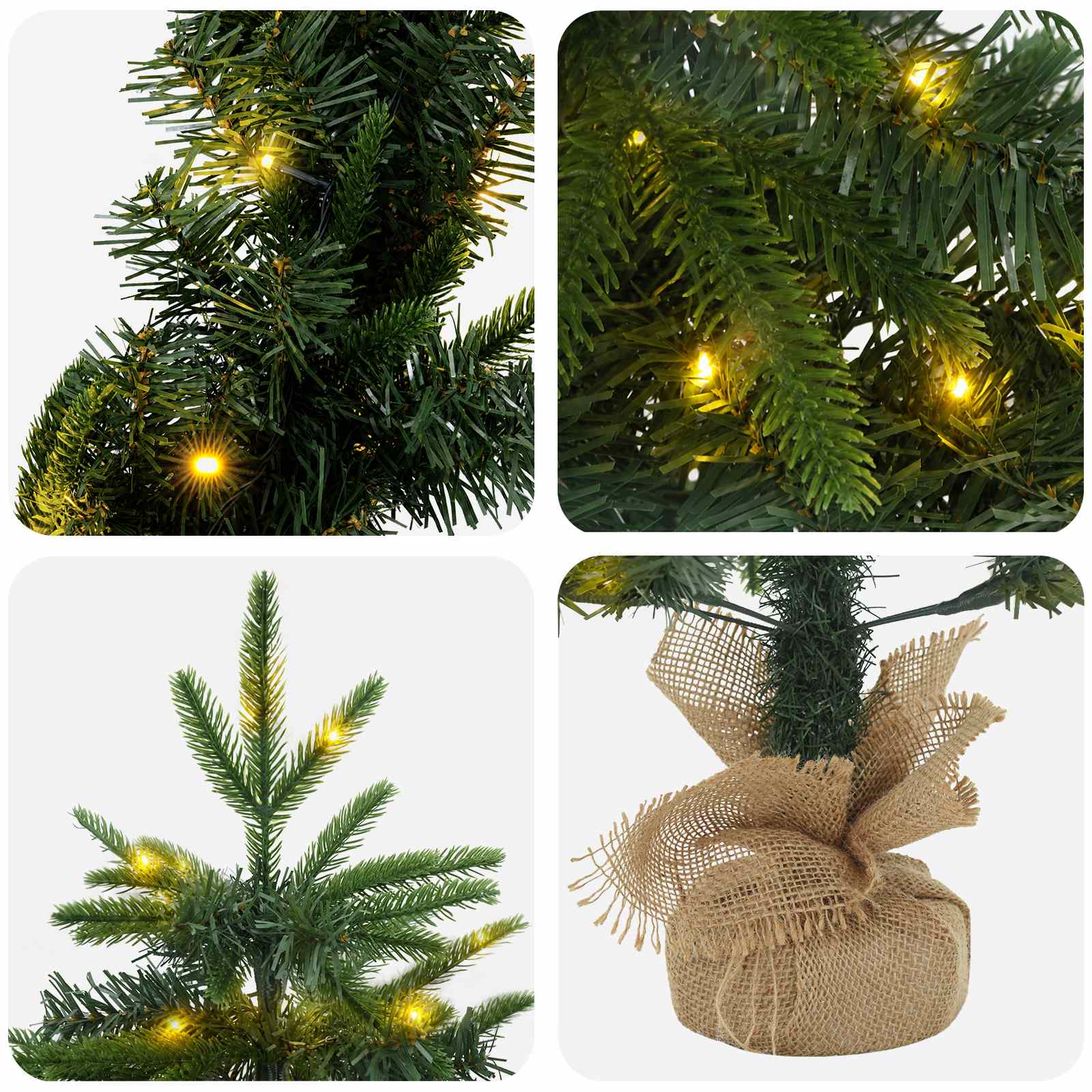 Albero di Natale Mini 90 cm 175 LED Bianco caldo PVC e PE Verde