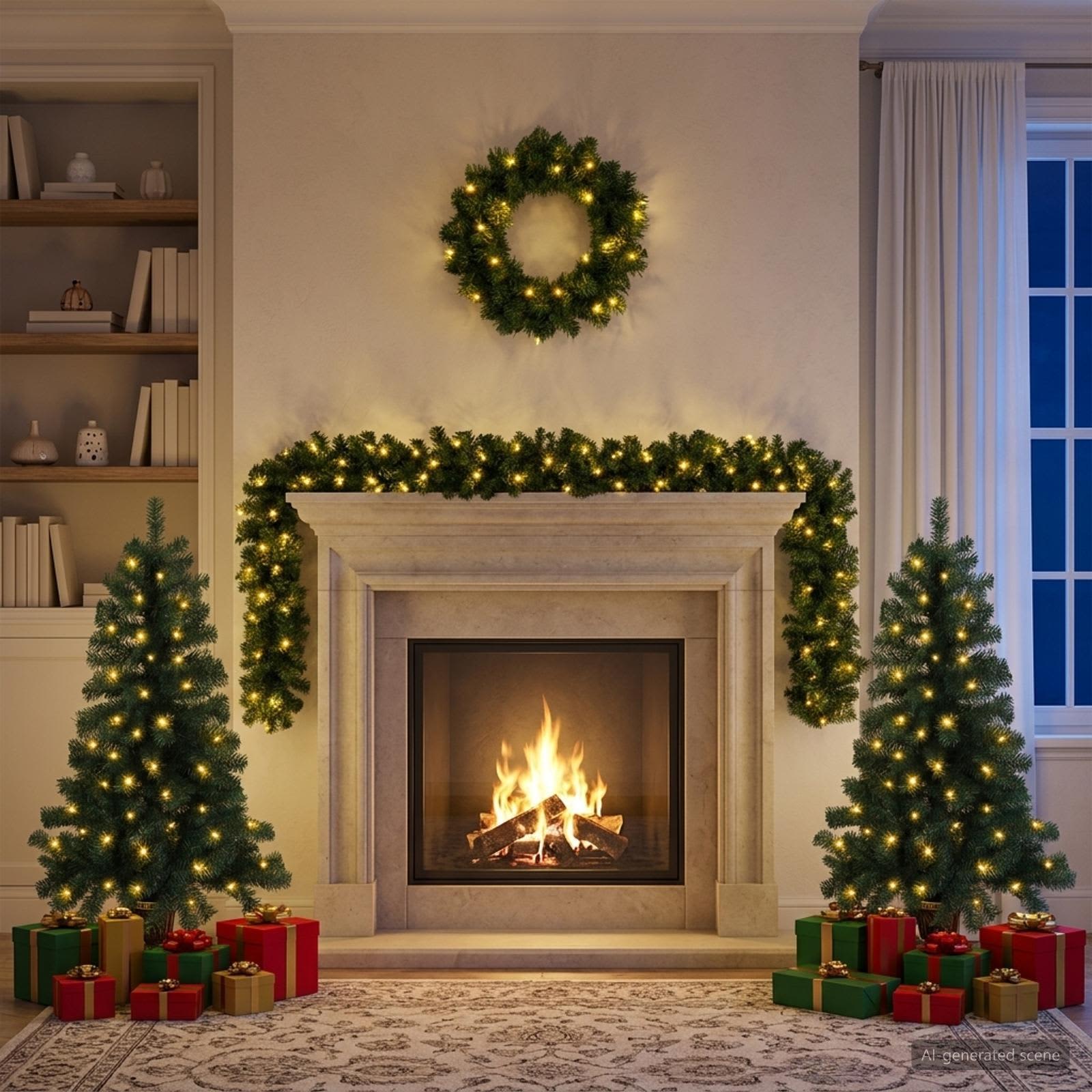 Set mini alberi di Natale 120 cm 275 LED Bianco caldo PVC Verde