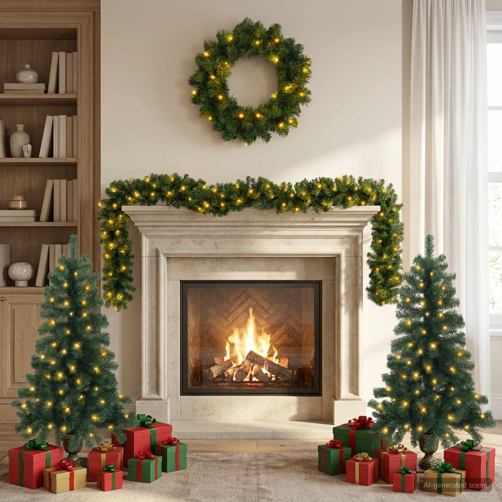 Set mini alberi di Natale 120 cm 275 LED Bianco caldo PVC Verde