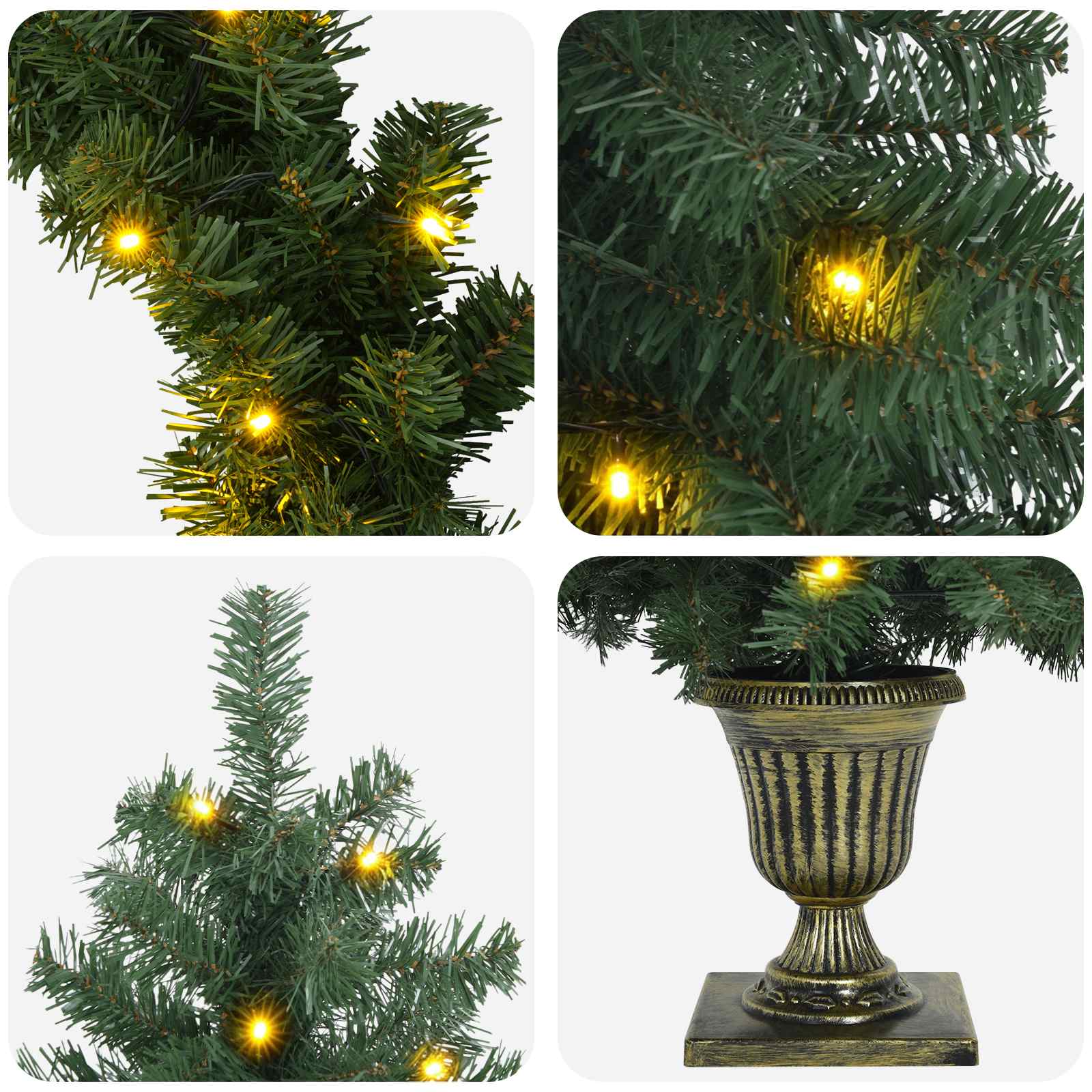 Set mini alberi di Natale 120 cm 275 LED Bianco caldo PVC Verde