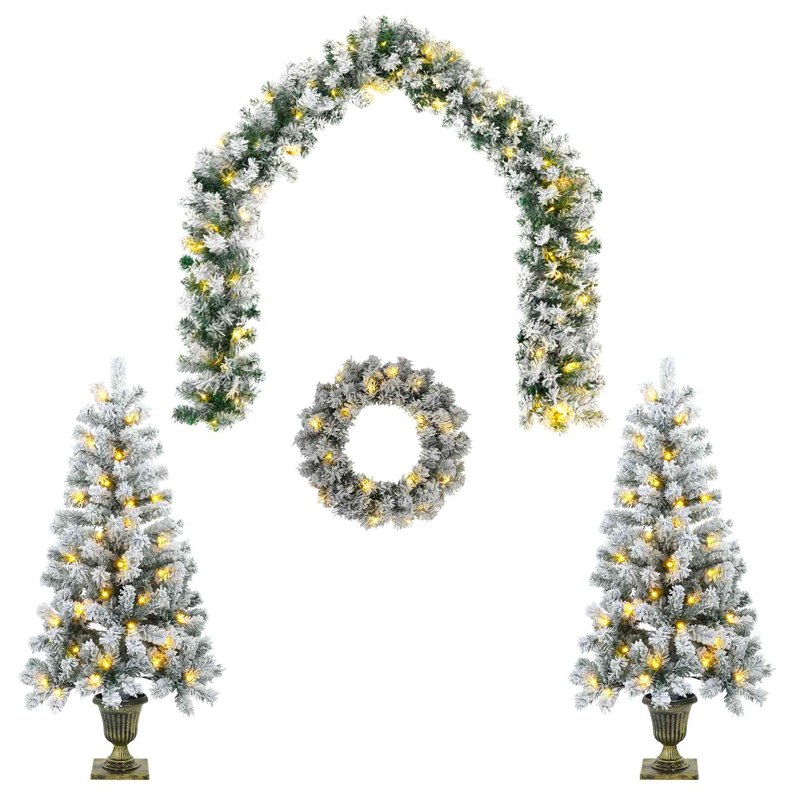 Albero di Natale Mini 120 cm 175 LED Bianco caldo PVC Bianco