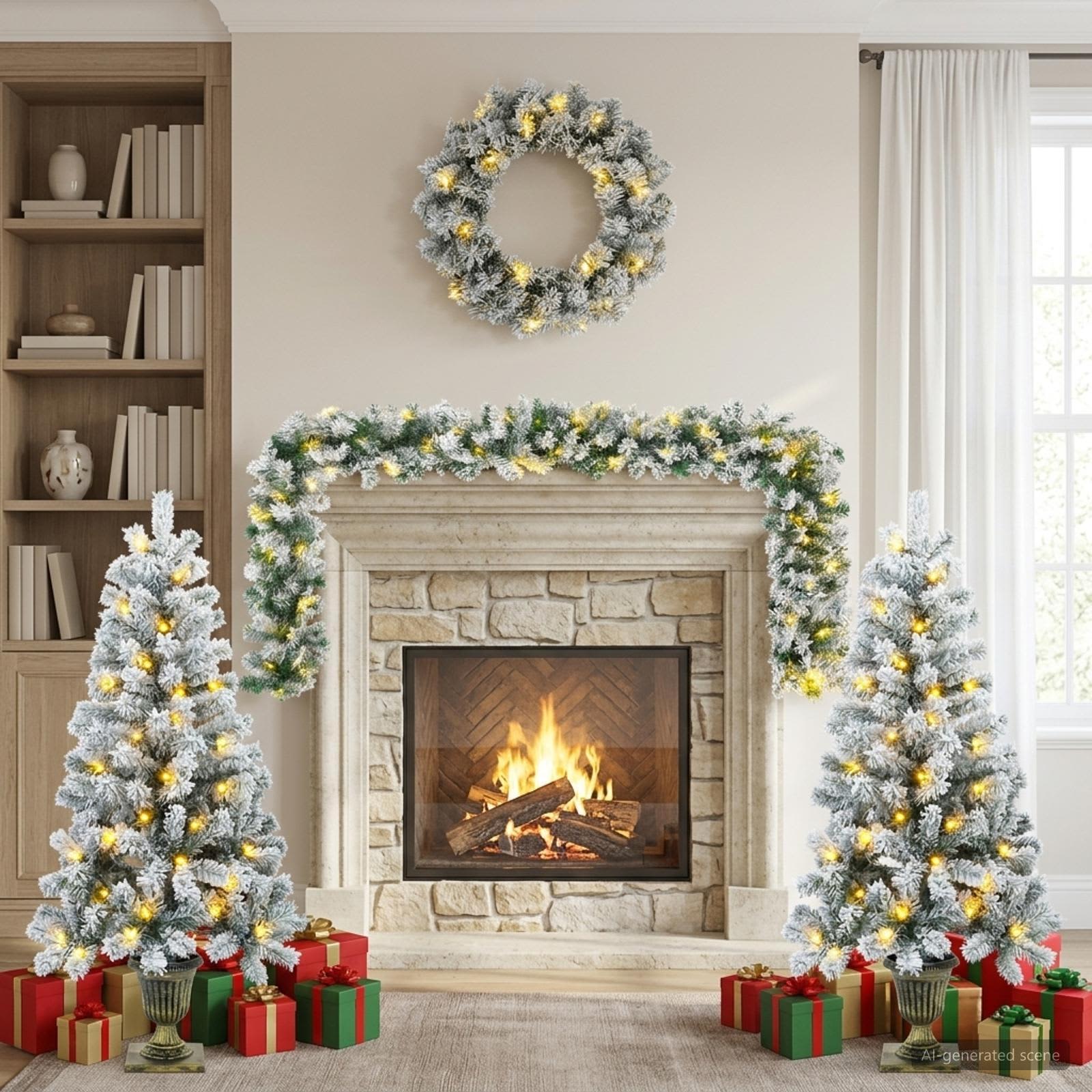 Albero di Natale Mini 120 cm 175 LED Bianco caldo PVC Bianco