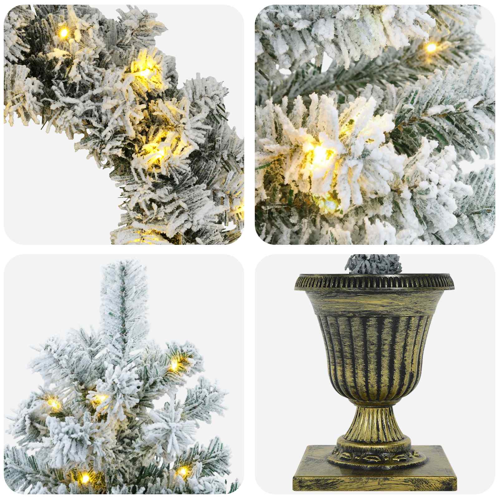 Albero di Natale Mini 120 cm 175 LED Bianco caldo PVC Bianco
