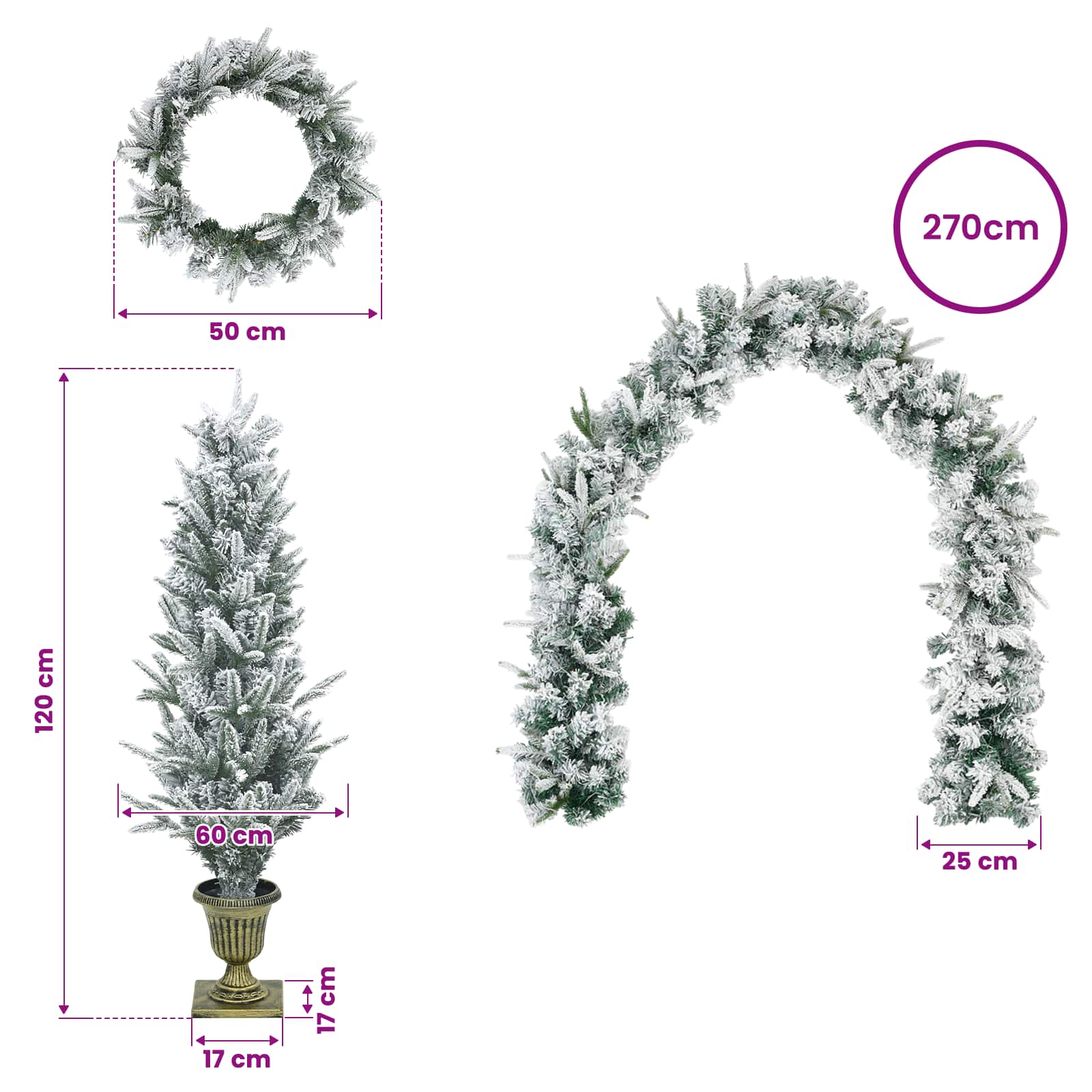 Albero di Natale Mini 120 cm PVC e PE Verde e Bianco