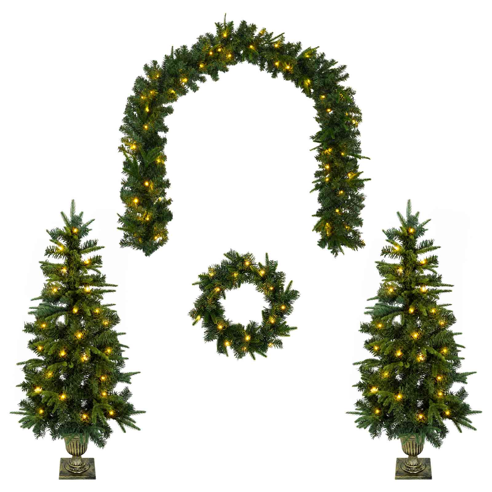Set mini alberi di Natale 120 cm 275 LED Bianco caldo PVC e PE