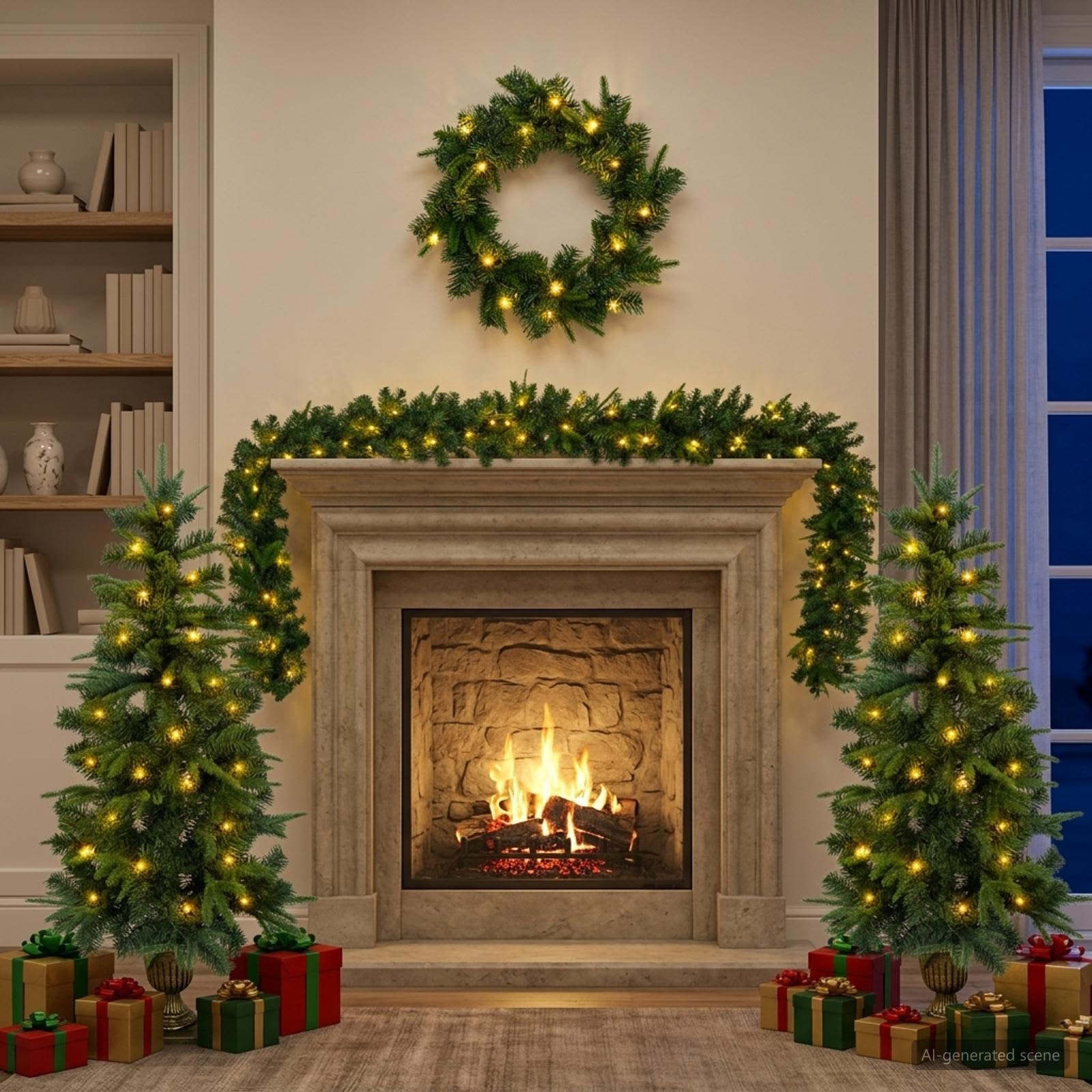 Set mini alberi di Natale 120 cm 275 LED Bianco caldo PVC e PE