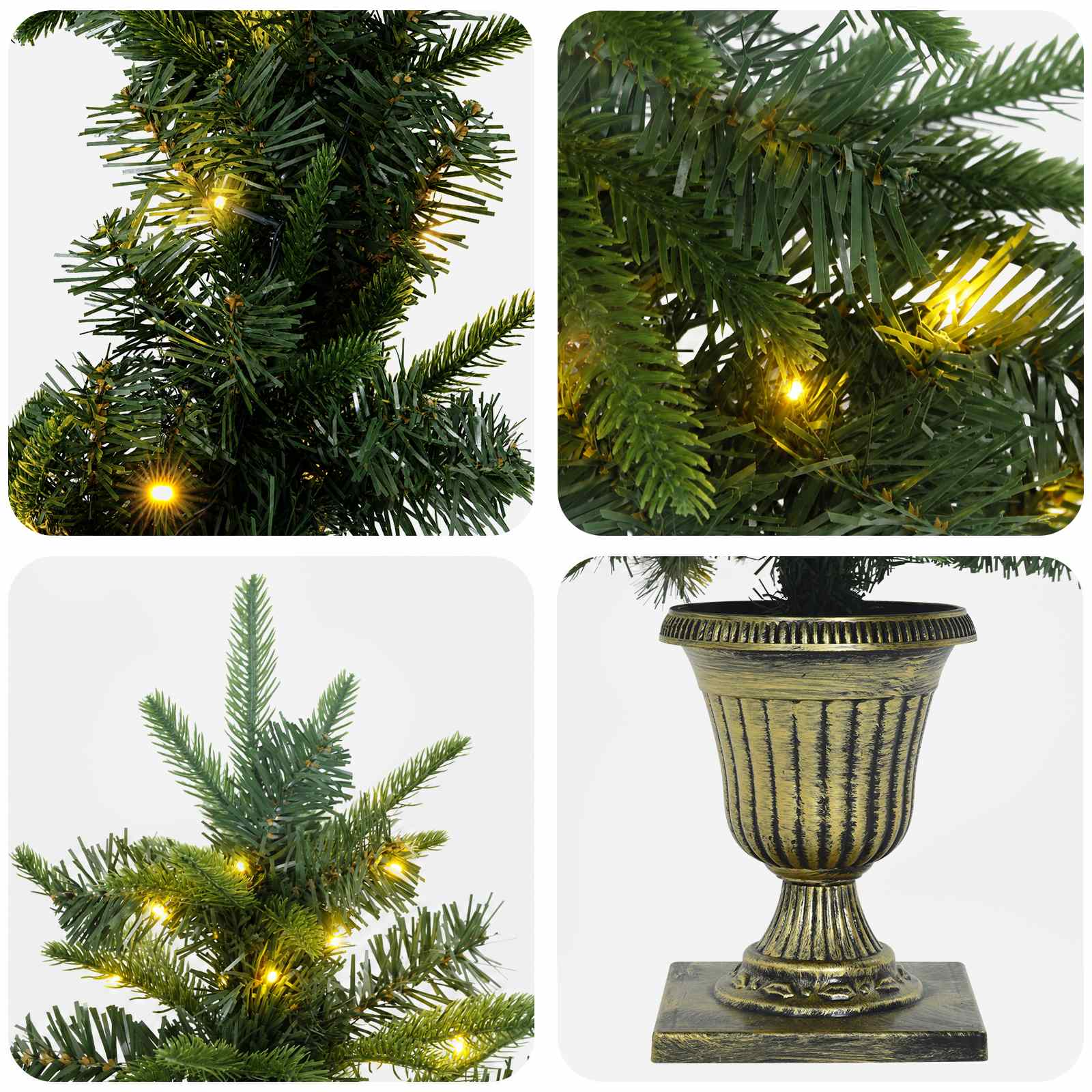 Set mini alberi di Natale 120 cm 275 LED Bianco caldo PVC e PE