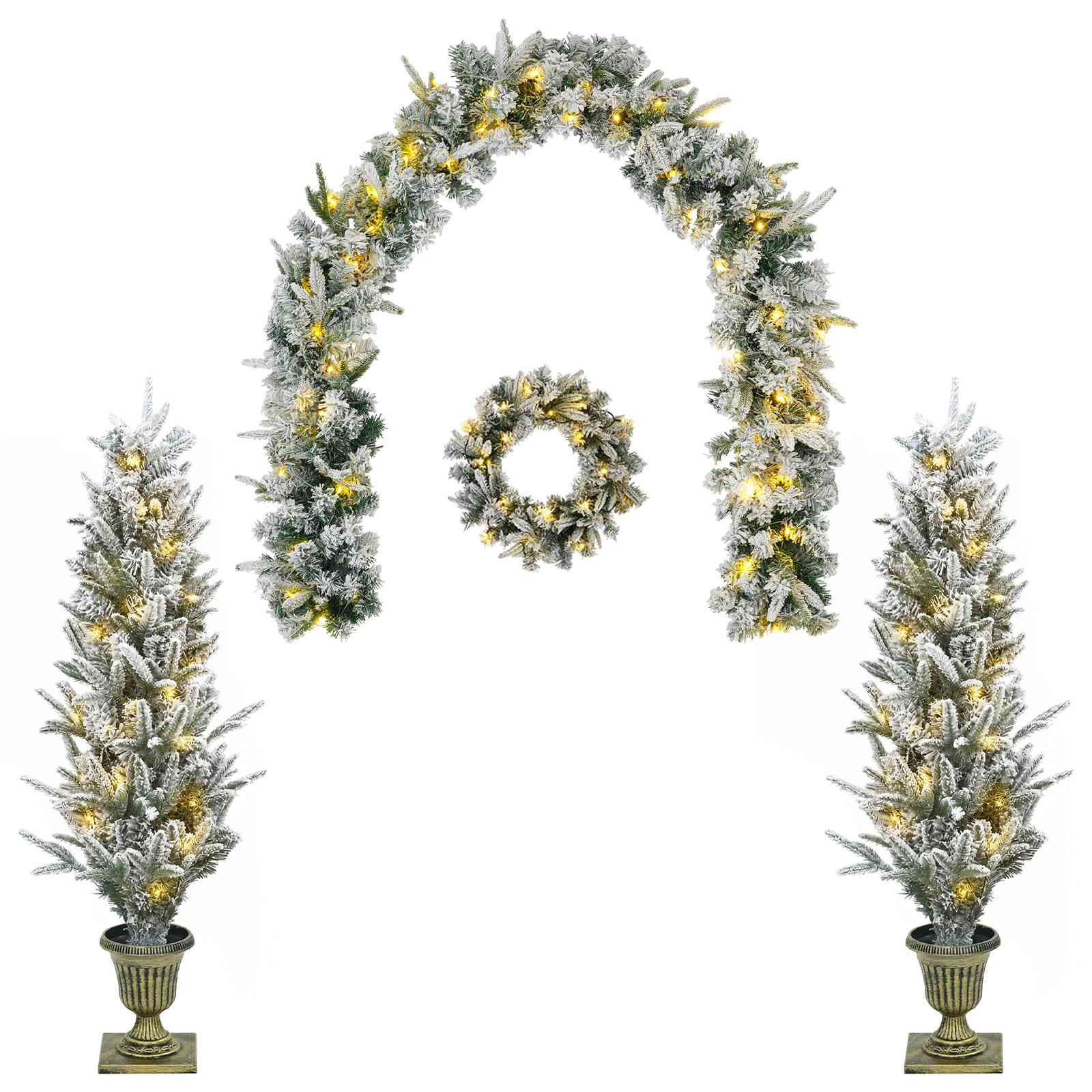 Albero di Natale Mini 120 cm 275 LED Bianco caldo PVC e PE