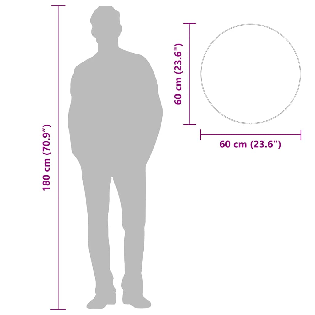 Specchio da Parete Argento Ø 60 cm Rotondo