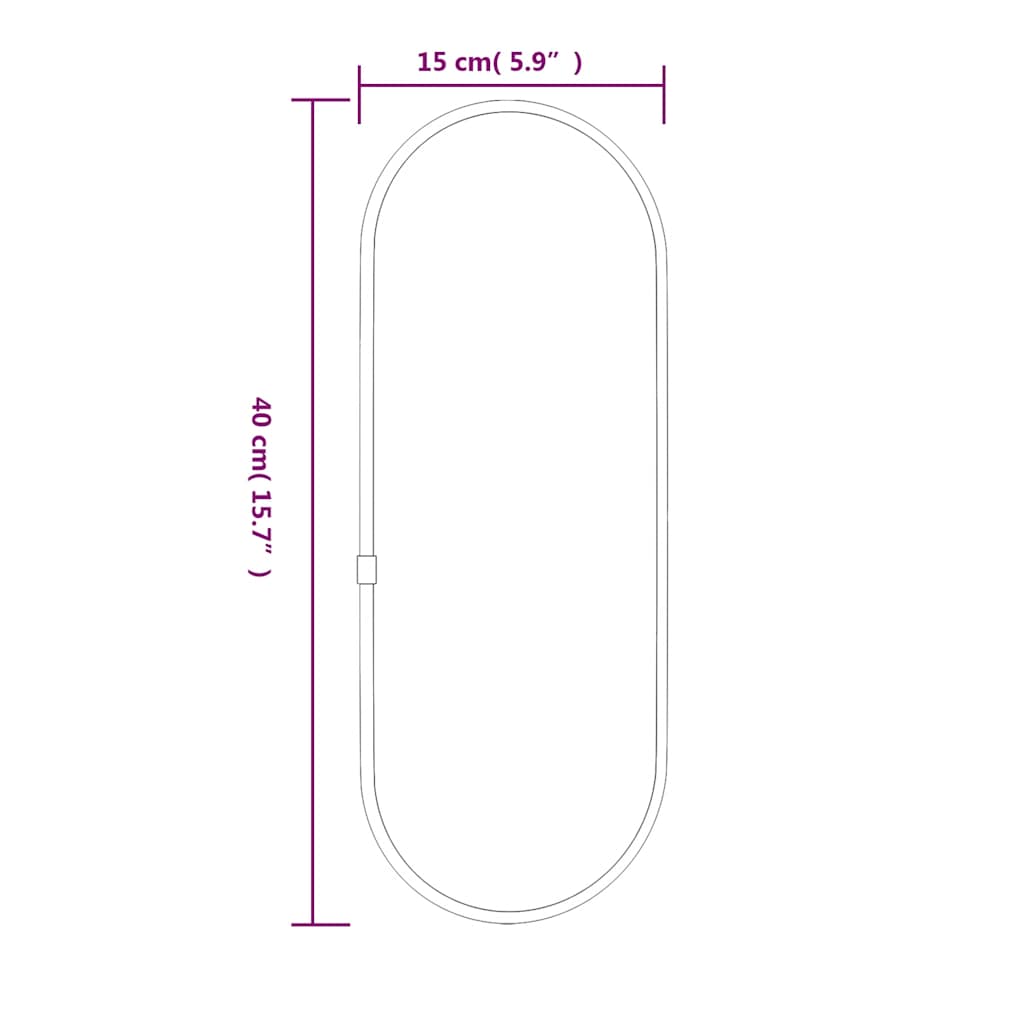 Specchio da Parete Argento 40x15 cm Ovale