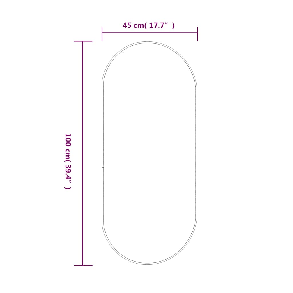 Specchio da Parete Dorato 100x45 cm Ovale