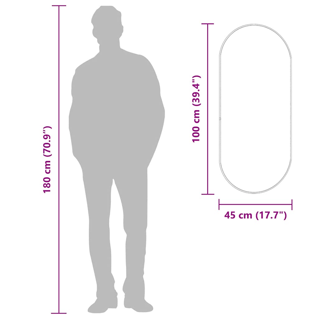 Specchio da Parete Dorato 100x45 cm Ovale