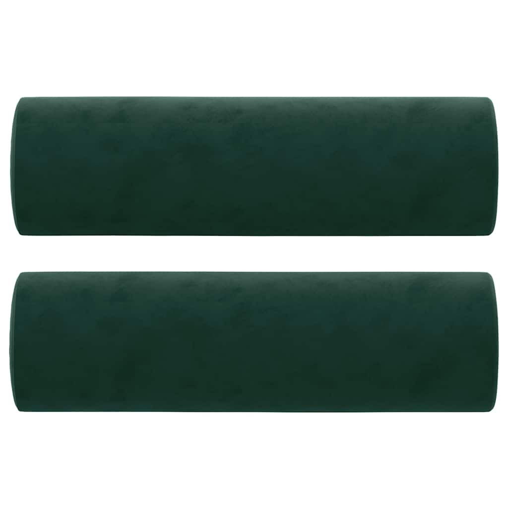 Cuscini Decorativi 2 pz Verde Scuro Ø15x50 cm in Velluto