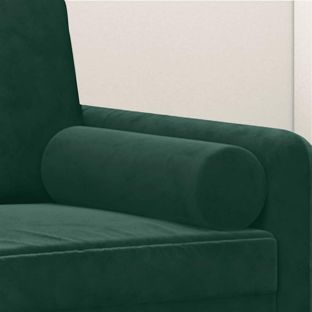 Cuscini Decorativi 2 pz Verde Scuro Ø15x50 cm in Velluto