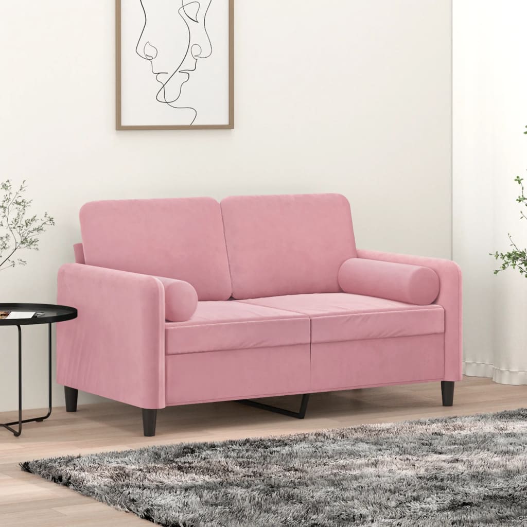 Cuscini Decorativi 2 pz Rosa Ø15x50 cm in Velluto