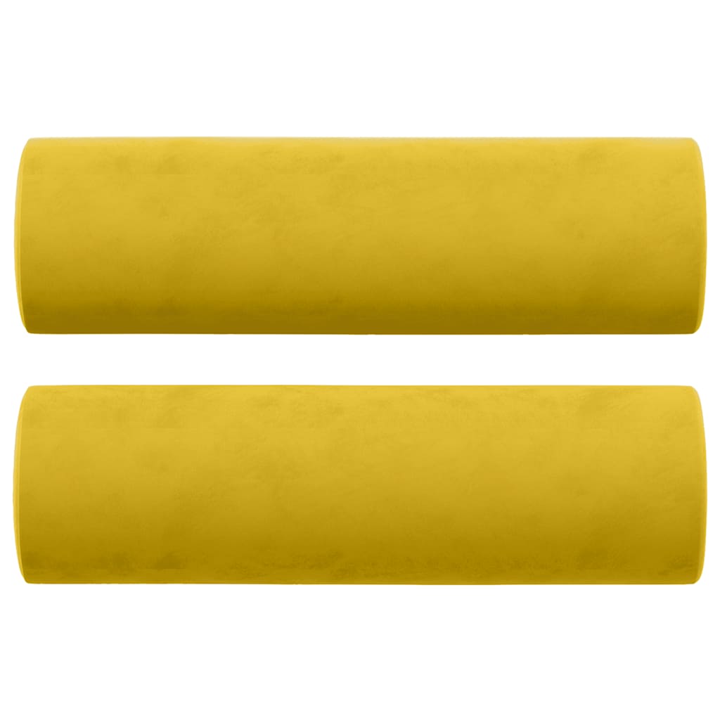 Cuscini Decorativi 2 pz Giallo Ø15x50 cm in Velluto