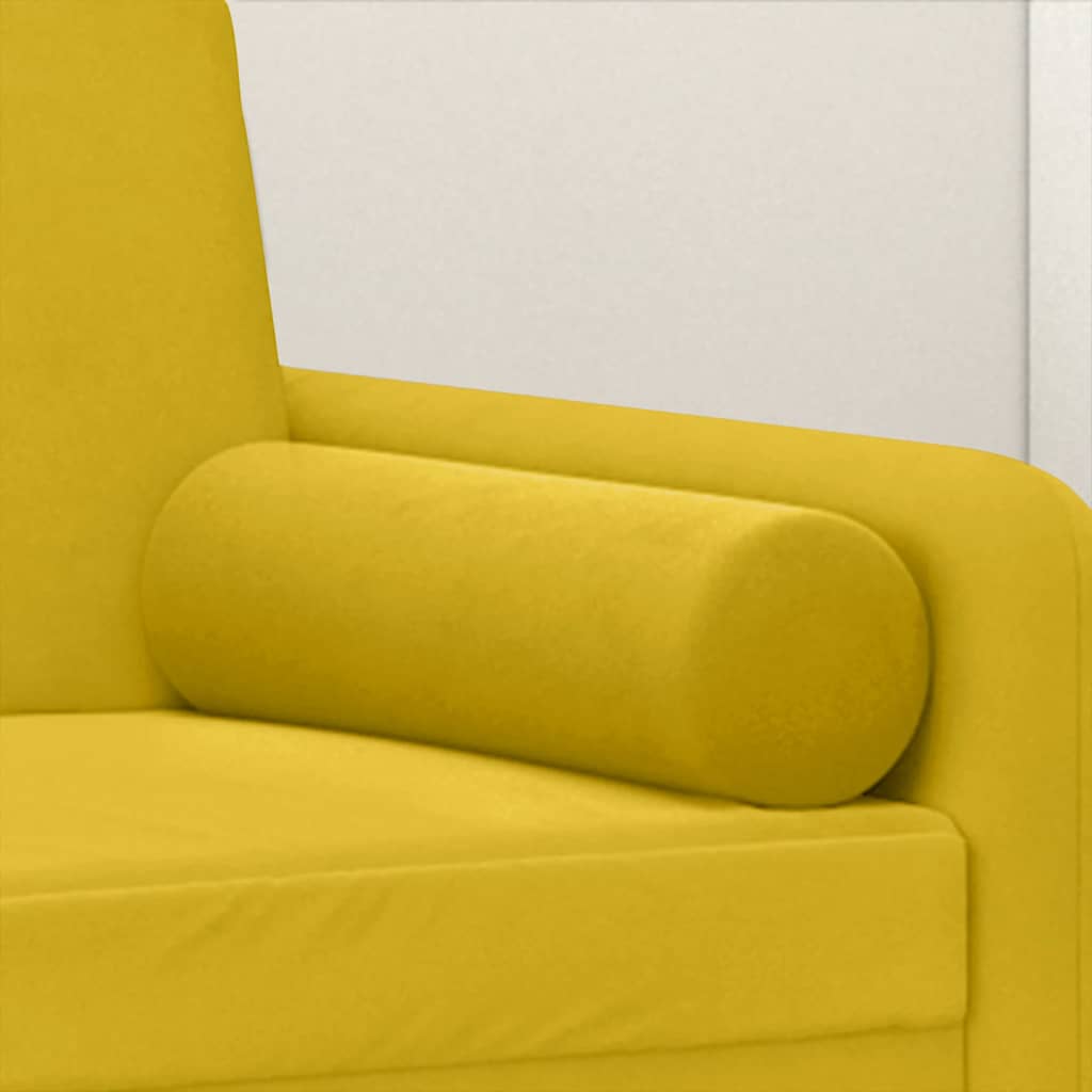 Cuscini Decorativi 2 pz Giallo Ø15x50 cm in Velluto